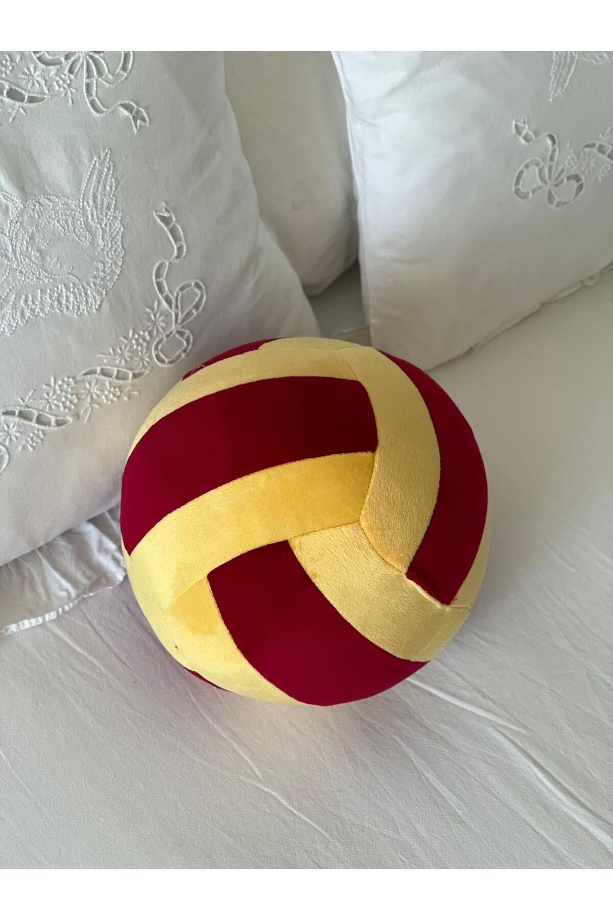MR.Frenks Çocuk Taraftar Voleybol Topu Oyun Arkadaşı Peluş Yastık Sarı&Kırmızı 22 cm
