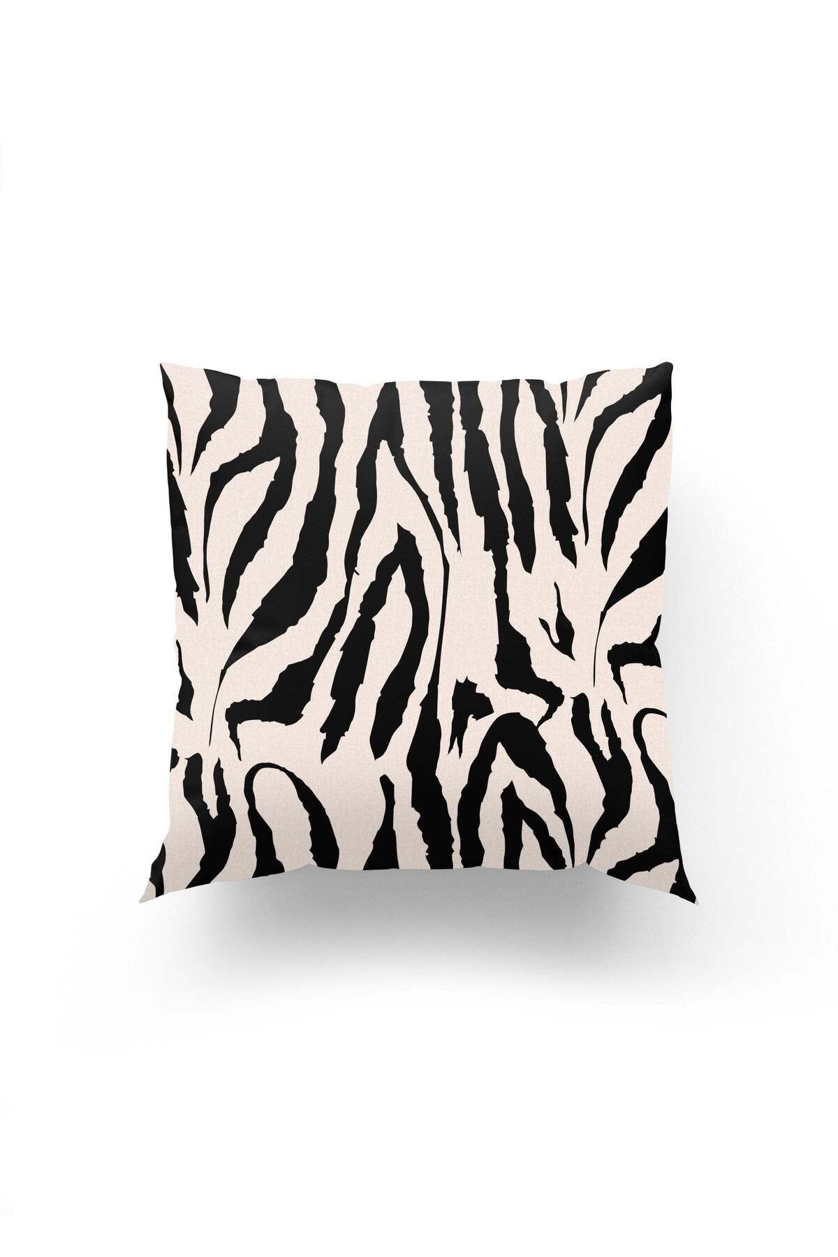Dokumio Zebra Tutkusu Bej-Siyah Kırlent Kılıfı
