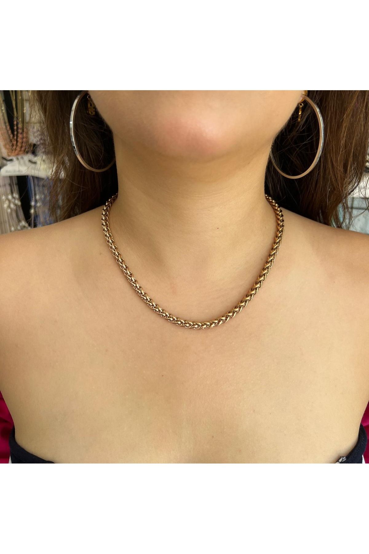 Meri Kalın zincir rose gold çelik kolye