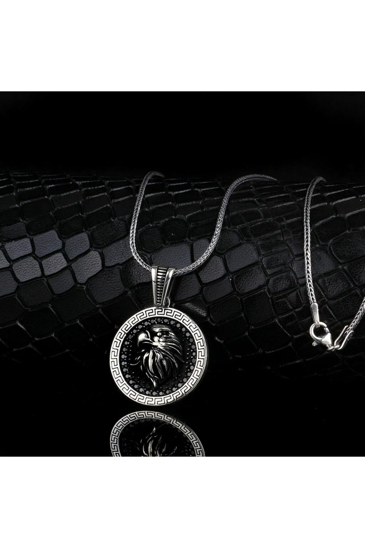 shop Mikro Taşlı Kartal 925 Ayar Gümüş Erkek kolye