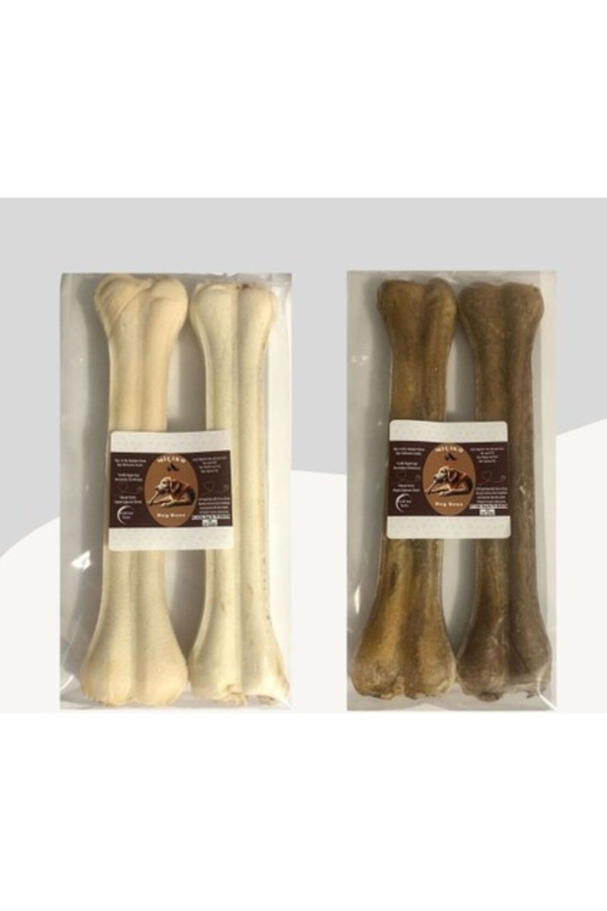 Flip Miçiko 27 cm Beyaz Ve Naturel Press Çiğneme Kemiği 2 Paket (4 Adet)