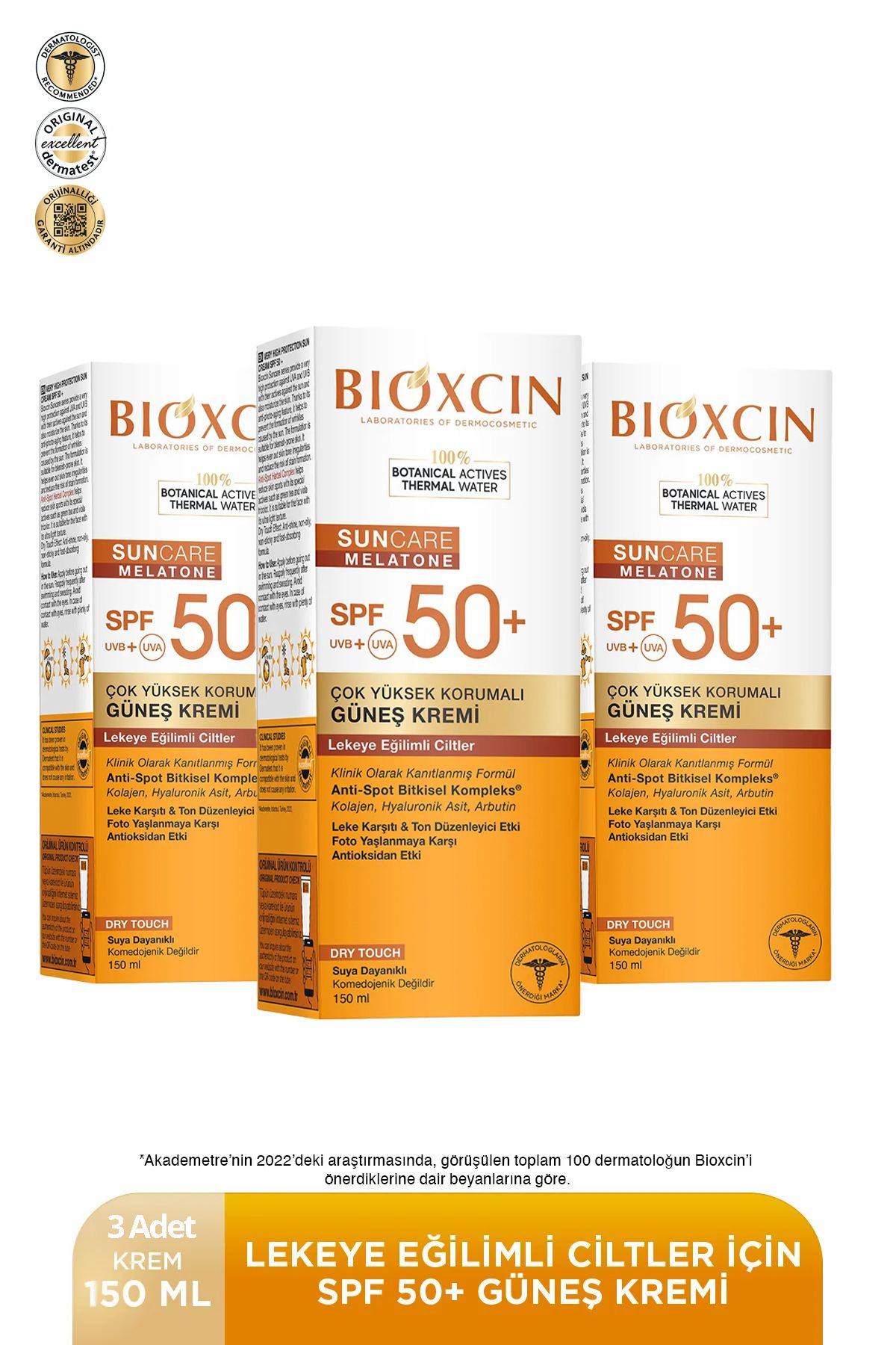 Bioxcin Sun Care Lekeye Eğilimli Ciltler Için Çok Yüksek Korumalı Güneş Kremi 50 Spf 150 Ml- 3 adet