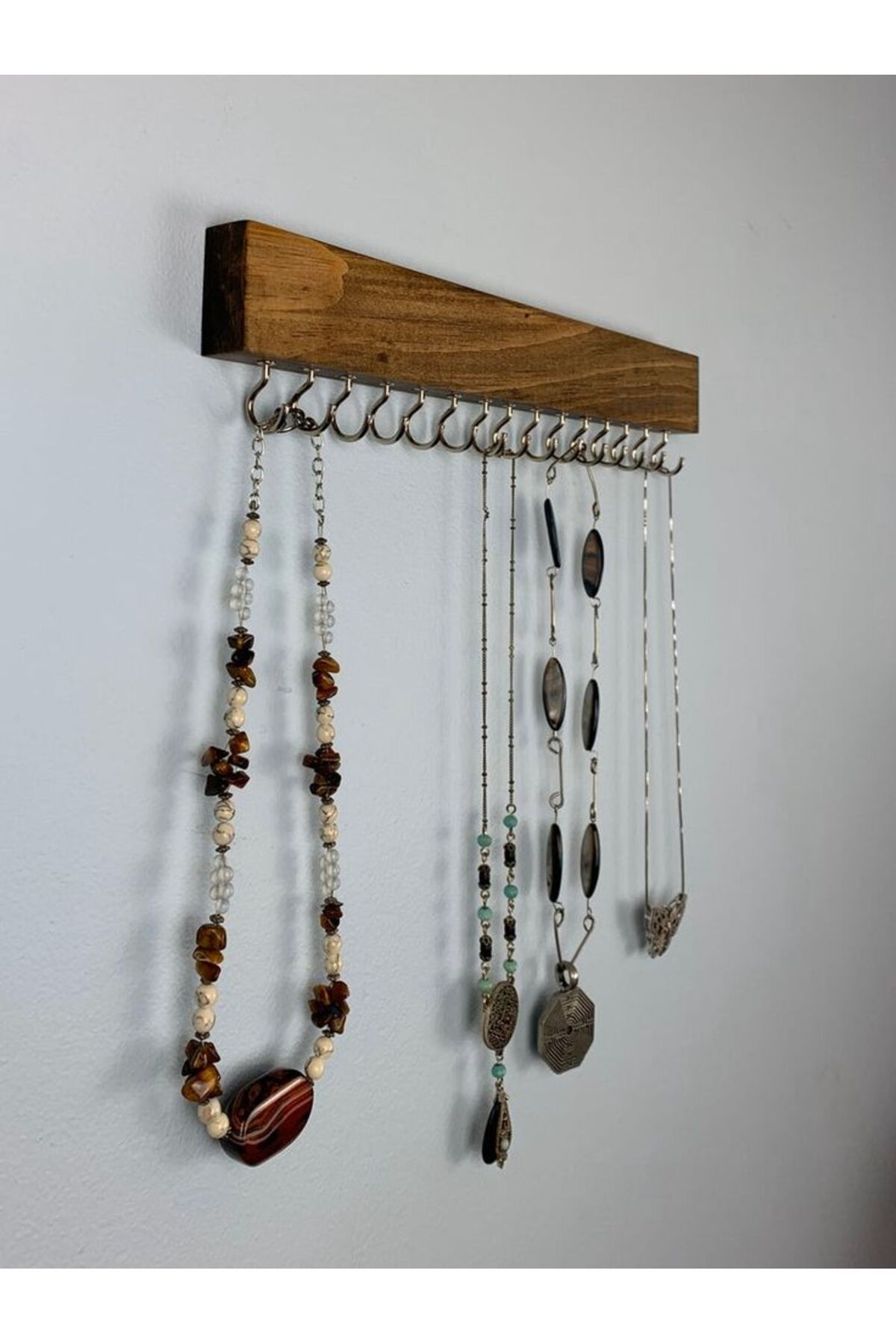 segalife Ahşap Takı standı kolye bileklik küpe saat hediye kadın 40*4 cm 16 kanca