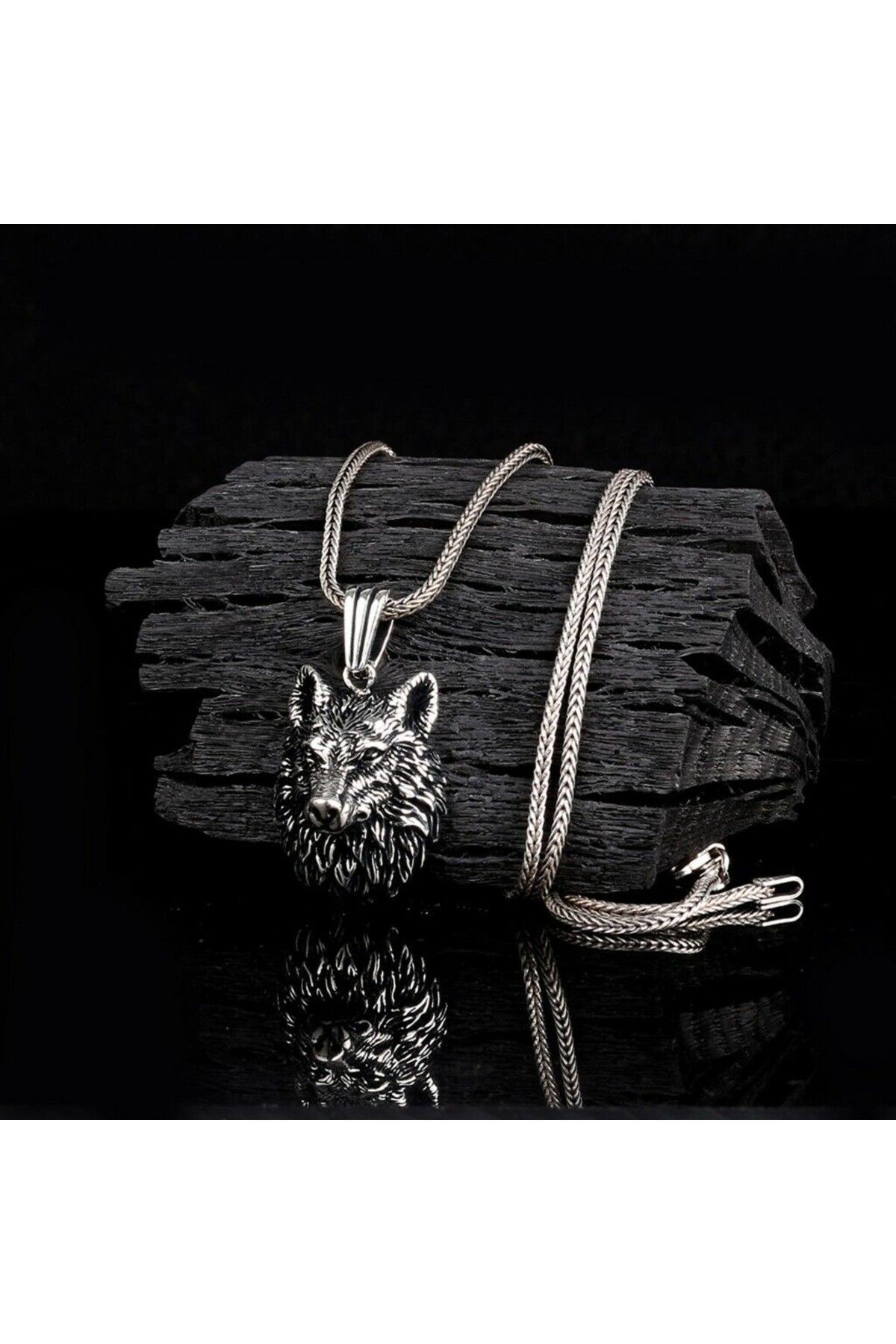 shop Yeleli Kurt 925 Ayar Gümüş Erkek Kolye