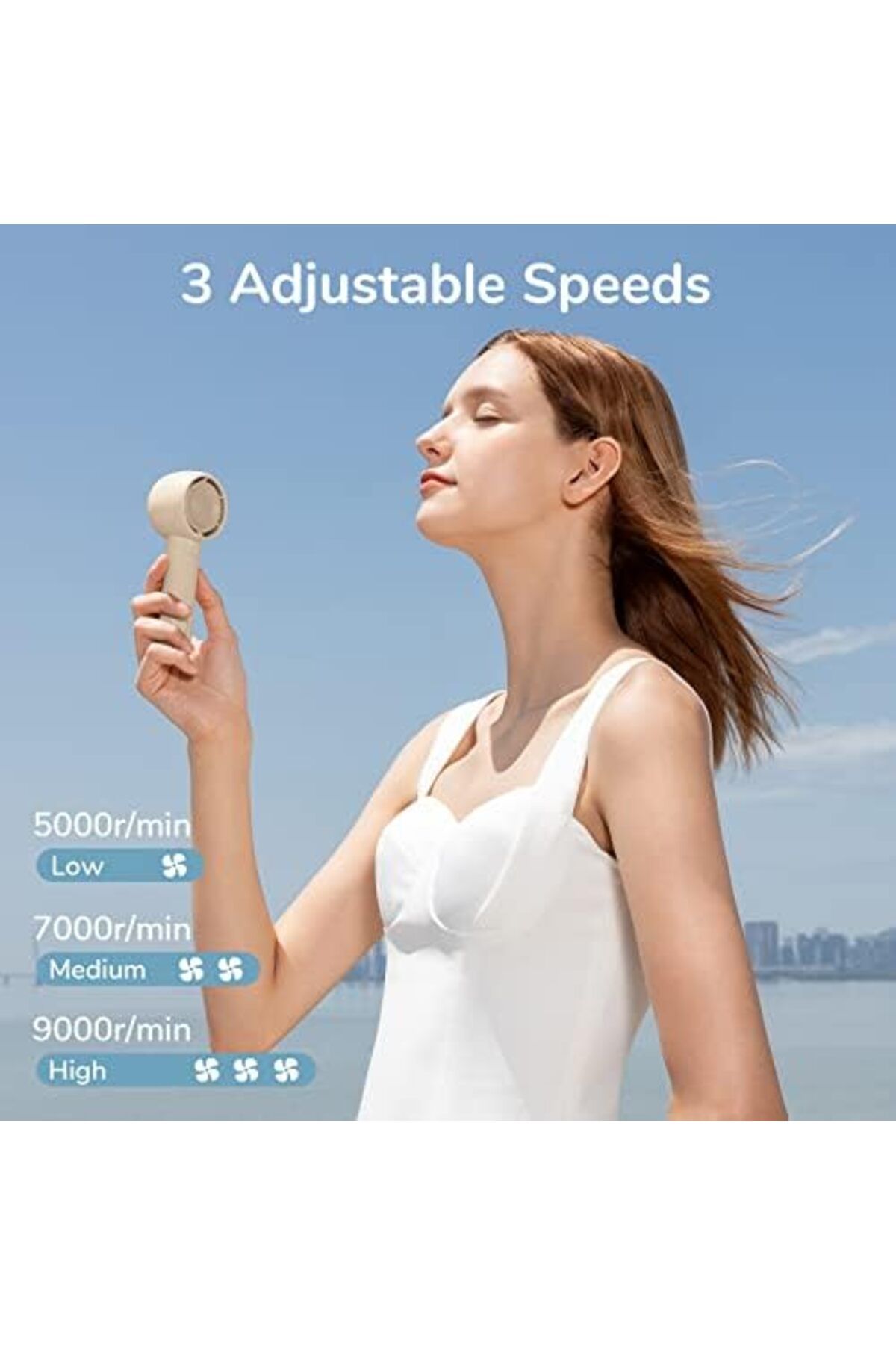 JISULIFE-Mini Portable Fan-Bladeless Safe Design, Powerful Turbo Handheld Fan with 3 Speeds, USB Rec 6
