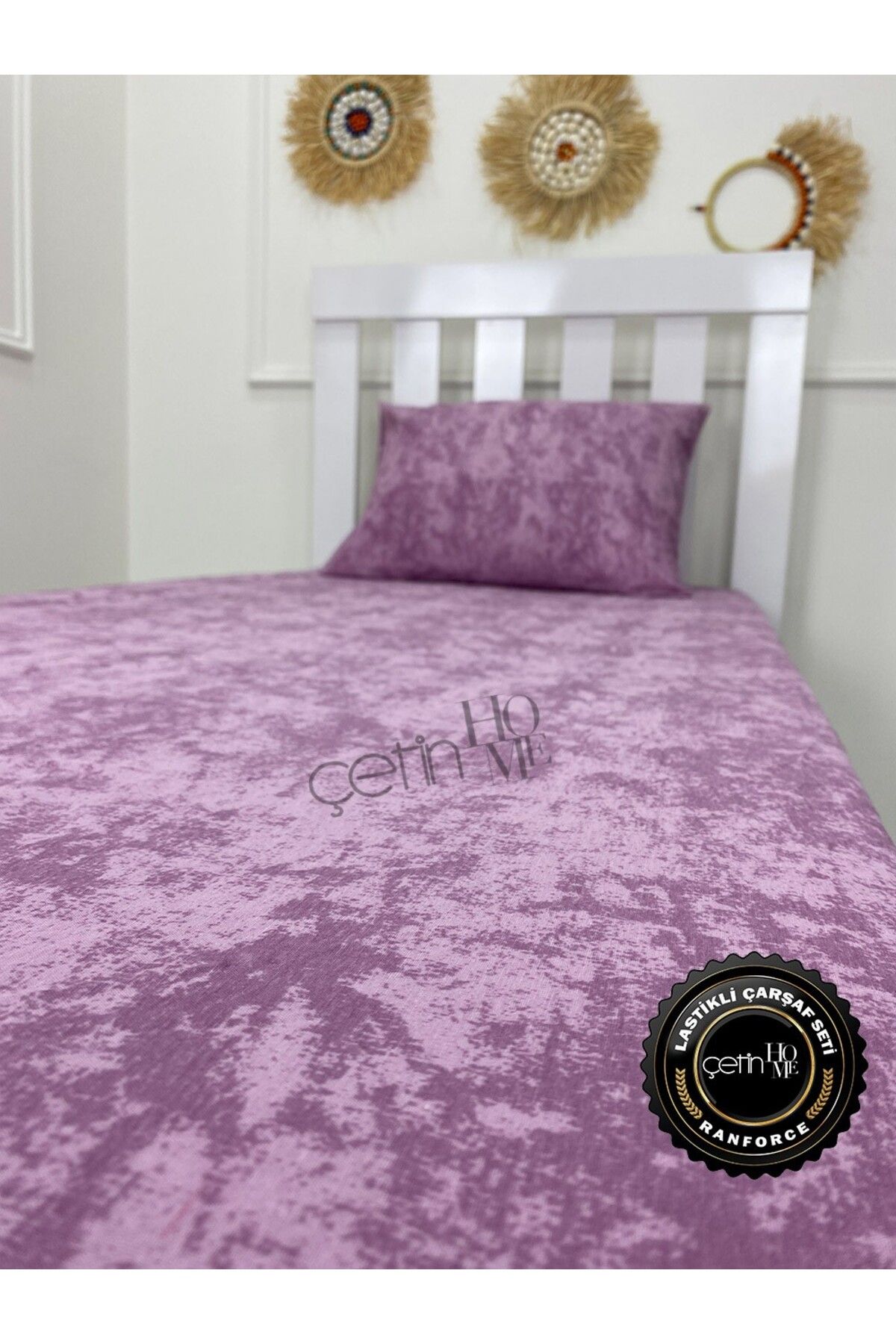 Çetinhome-Fabric Elastic Sheet Set Single 3 Size Shadow Lilac 5