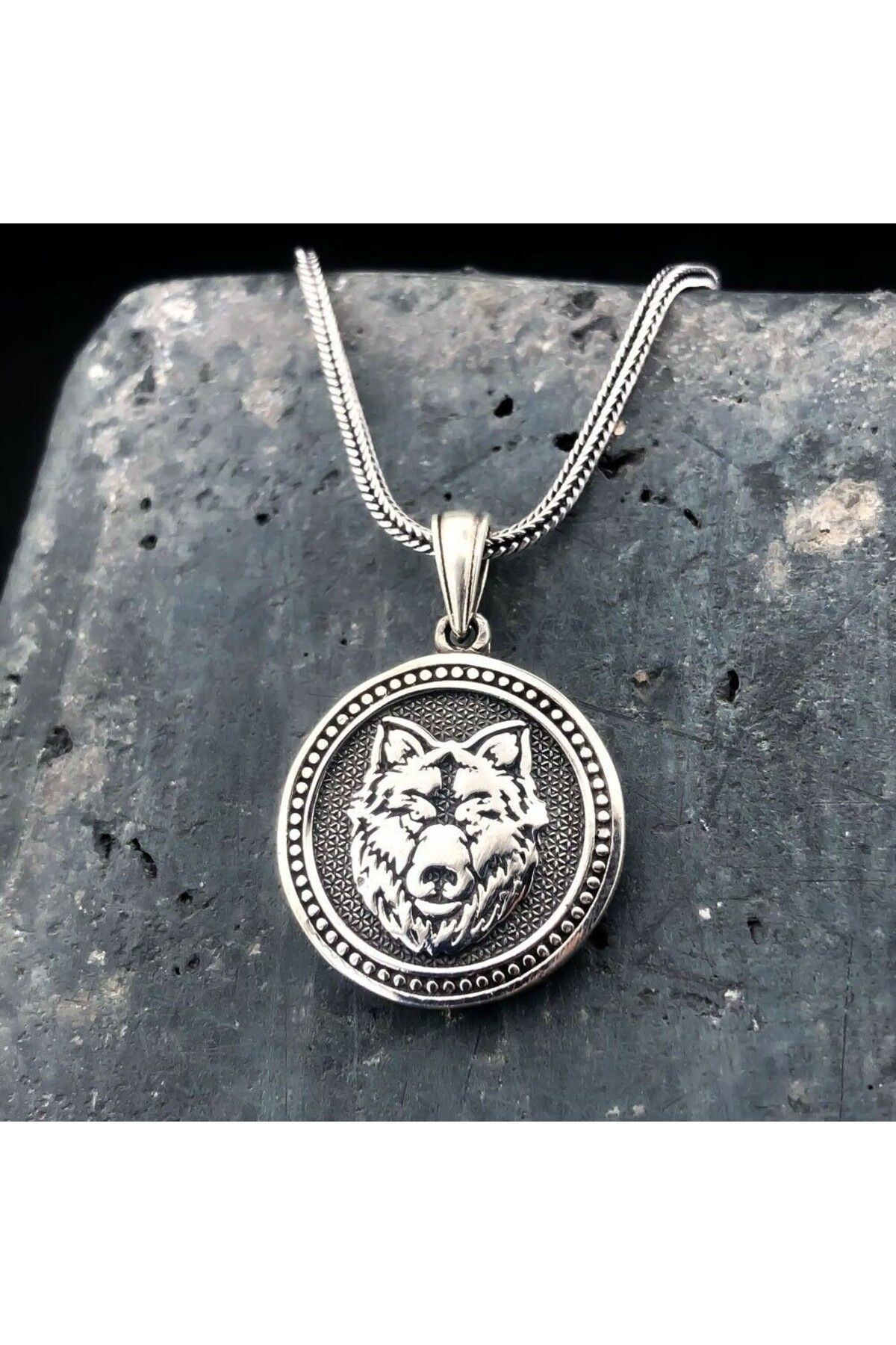shop Kurt Motifli 925 Ayar Gümüş Erkek Kolye