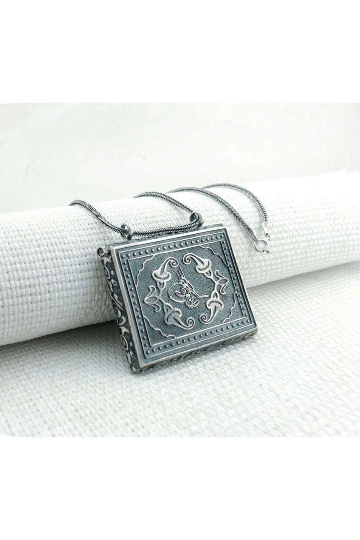 shop Osmanlı Tuğralı Kral Zincirli Kabi Muska 925 Ayar Gümüş Erkek Kolye