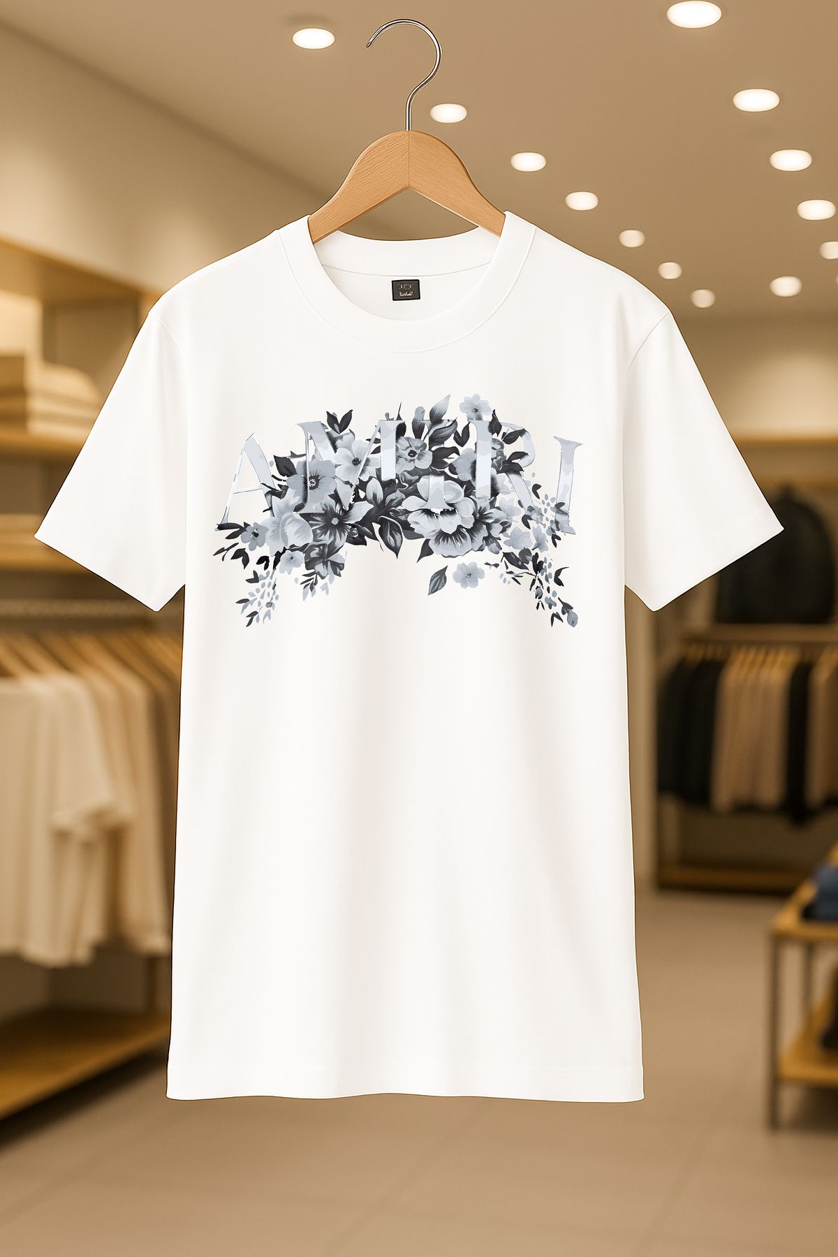 C&C OKULCUNUZ Çiçek Baskılı Oversize Unisex %100 Pamuklu Nefes Alan Kalin Kumaşlı T-Shirt