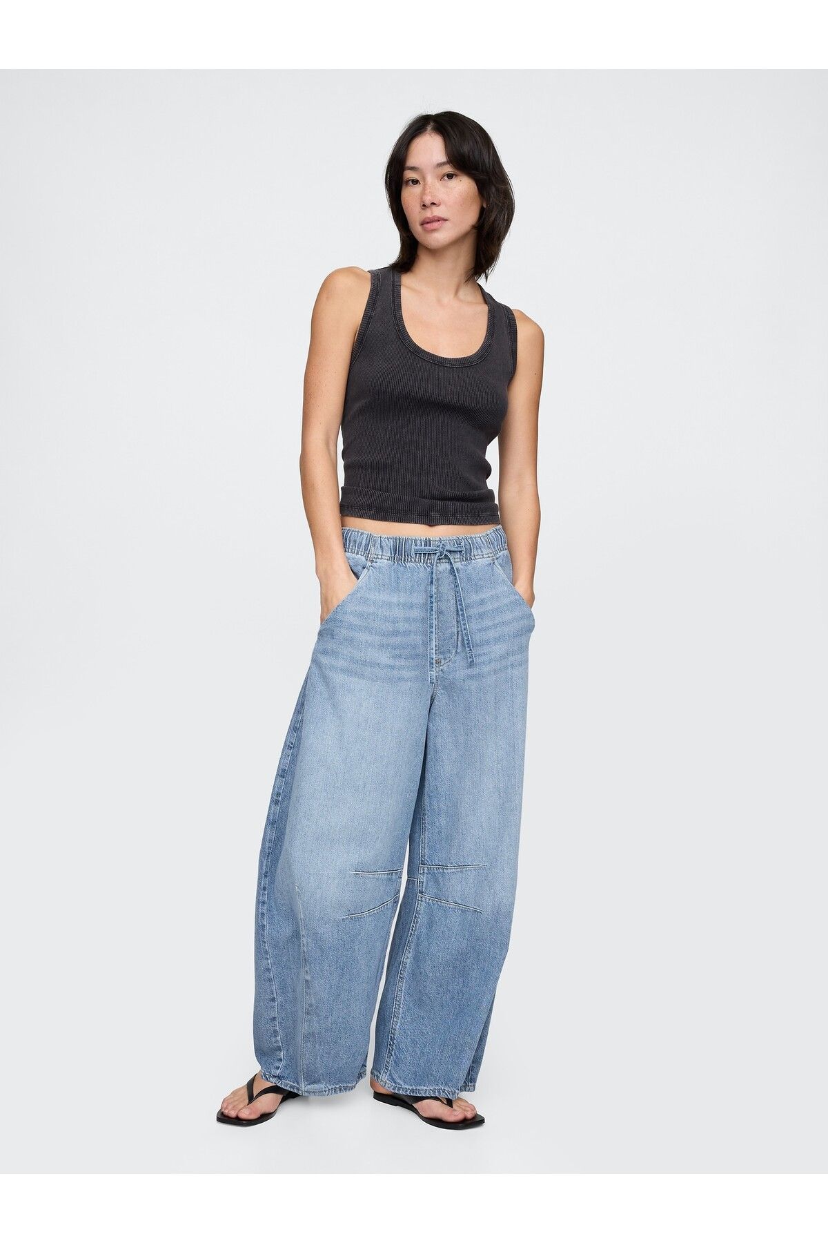 GAP Kadın Mavi Mid Rise UltraSoft Horseshoe Jean Pantolon