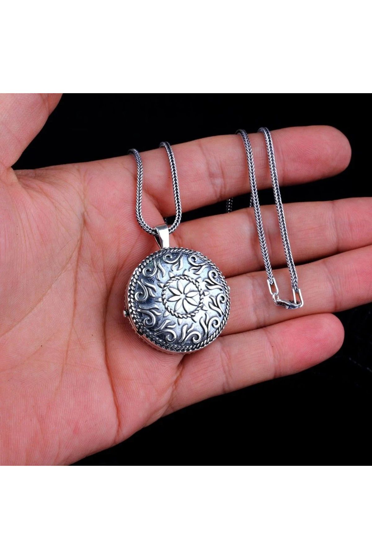 shop Otantik Açılabilir Oval Muska Kabi 925 Ayar Gümüş Erkek Kolye