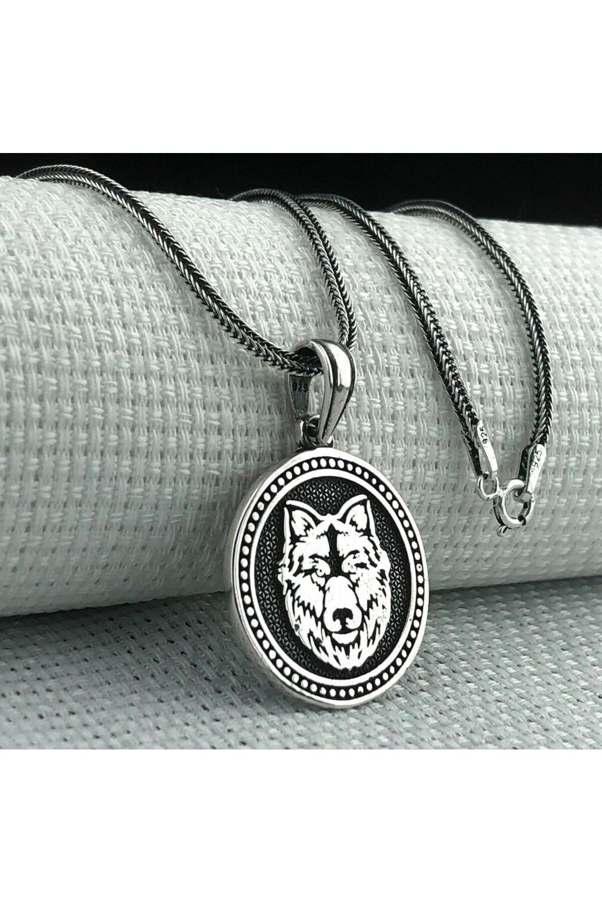 shop Kurt Motifli 925 Ayar Gümüş Erkek Kolye