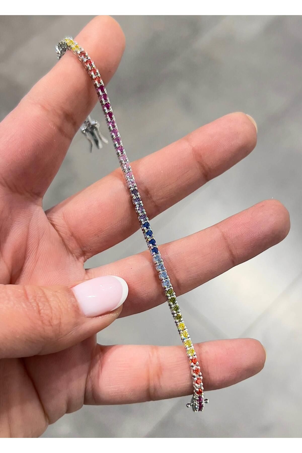 Defne Silver Mixcolor Suyolu Bileklik 2 mm 17 cm