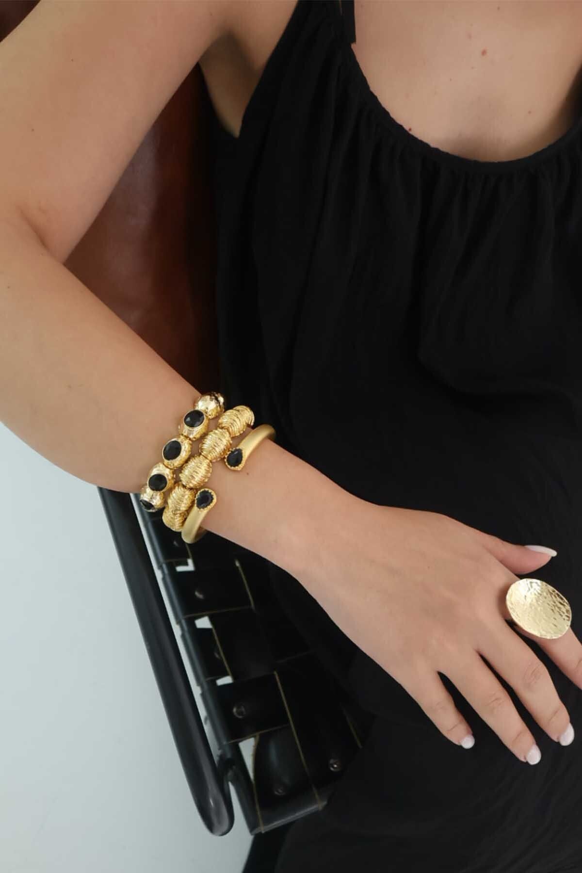 BYP Atelier Gece Işıltısı Bileklik Gold-Siyah