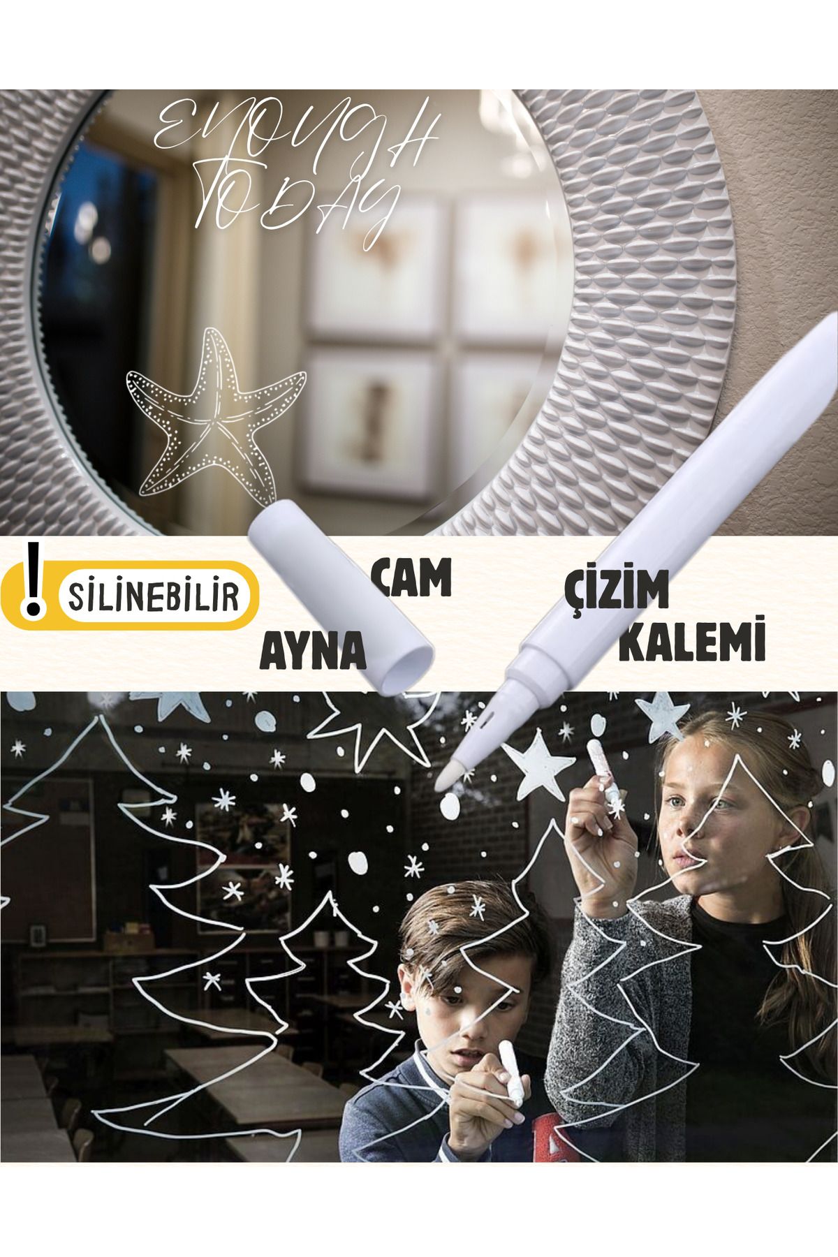 Folveit Beyaz Keçeli Kalem Yağlı Bazlı Silinebilir Marker Kalem Ayna Süsü Ayna Cam Ve Metal Yüzeyler