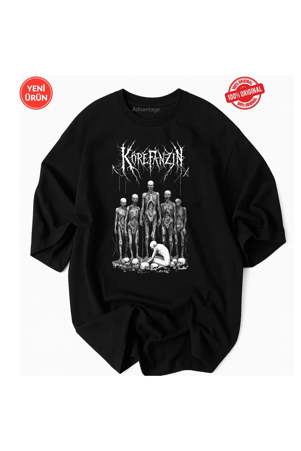 Korefanzin Gotik Tasarım Baskı Detaylı Oversize Fit %100 Organik Pamuk- Premium Tshirt