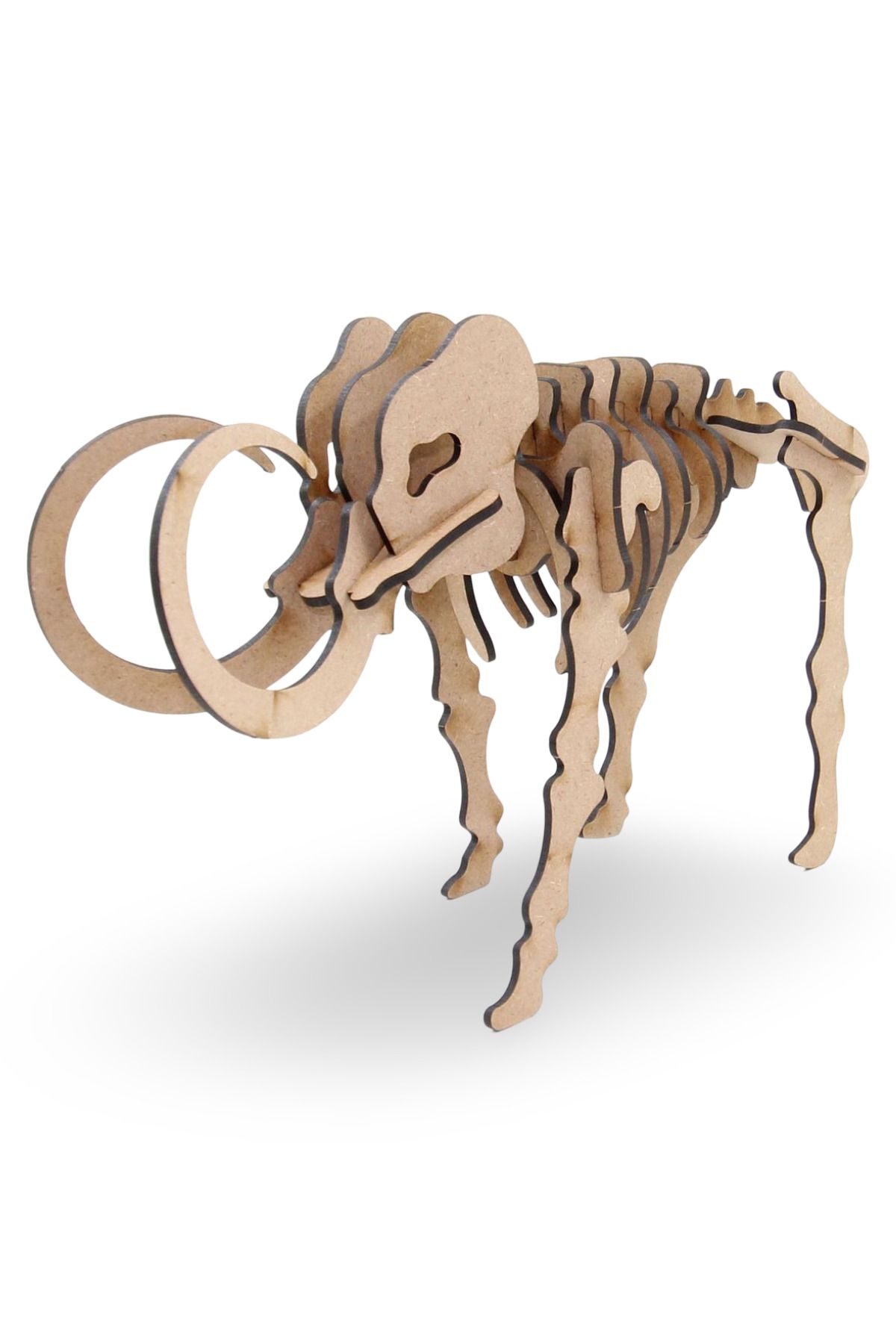 ALGWOOD 19 Parça Ahşap Mamut İskeleti Maketi - 3D Ahşap Mamut Modeli - Eğitici Mini Maket