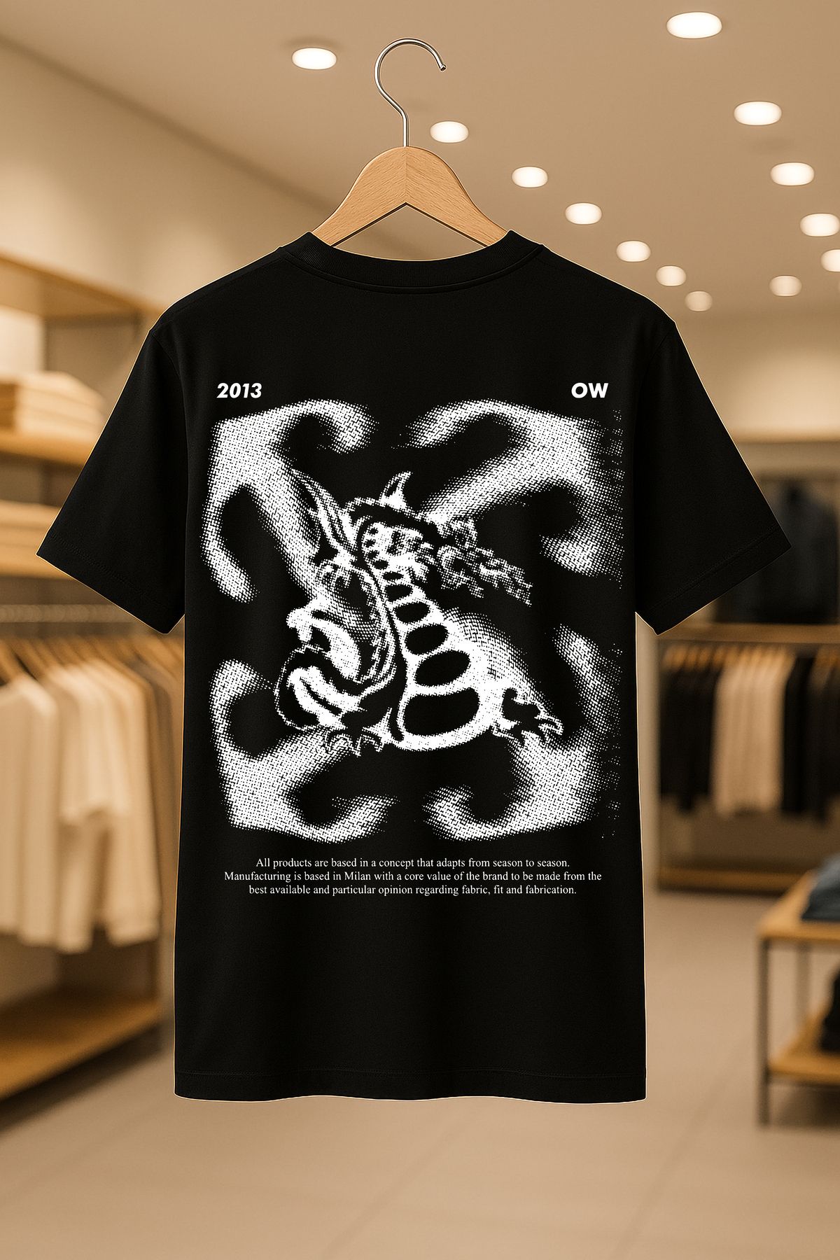 SELF CONTROL Off-White Dragon Oversize Unisex %100 Pamuklu Nefes Alan Kalin Kumaşlı T-Shirt