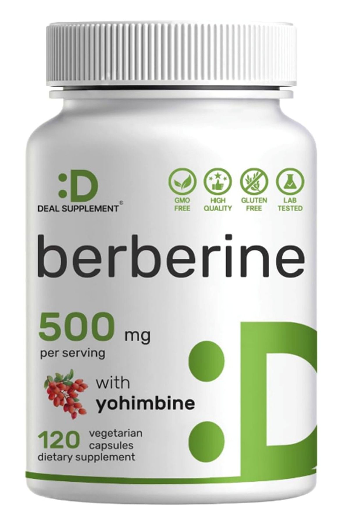 DEAL SUPPLEMENT Berberine, 500mg Per Serving, 120 Veggie Capsules .abd Menşei.