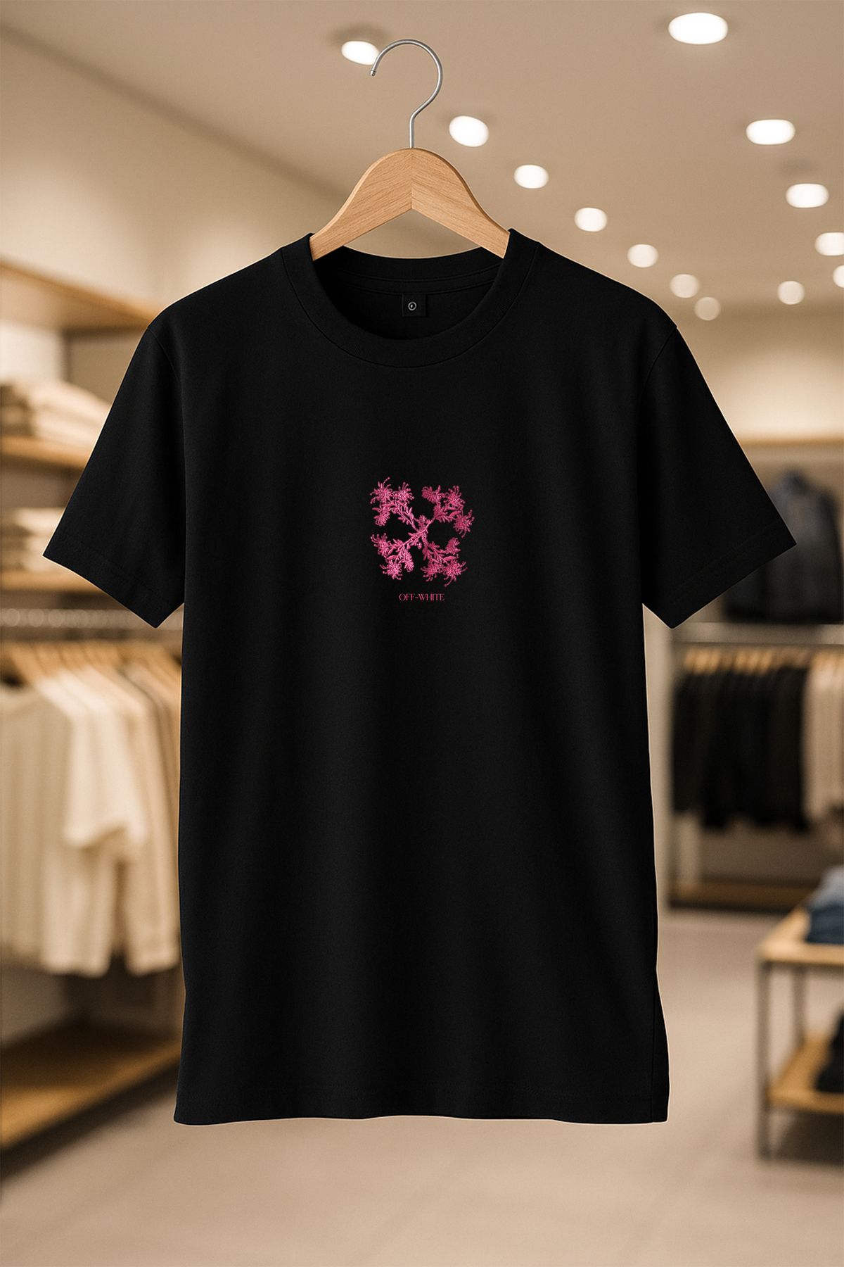 C&C OKULCUNUZ Off-White Pembe Oversize Unisex %100 Pamuklu Nefes Alan Kalin Kumaşlı T-Shirt