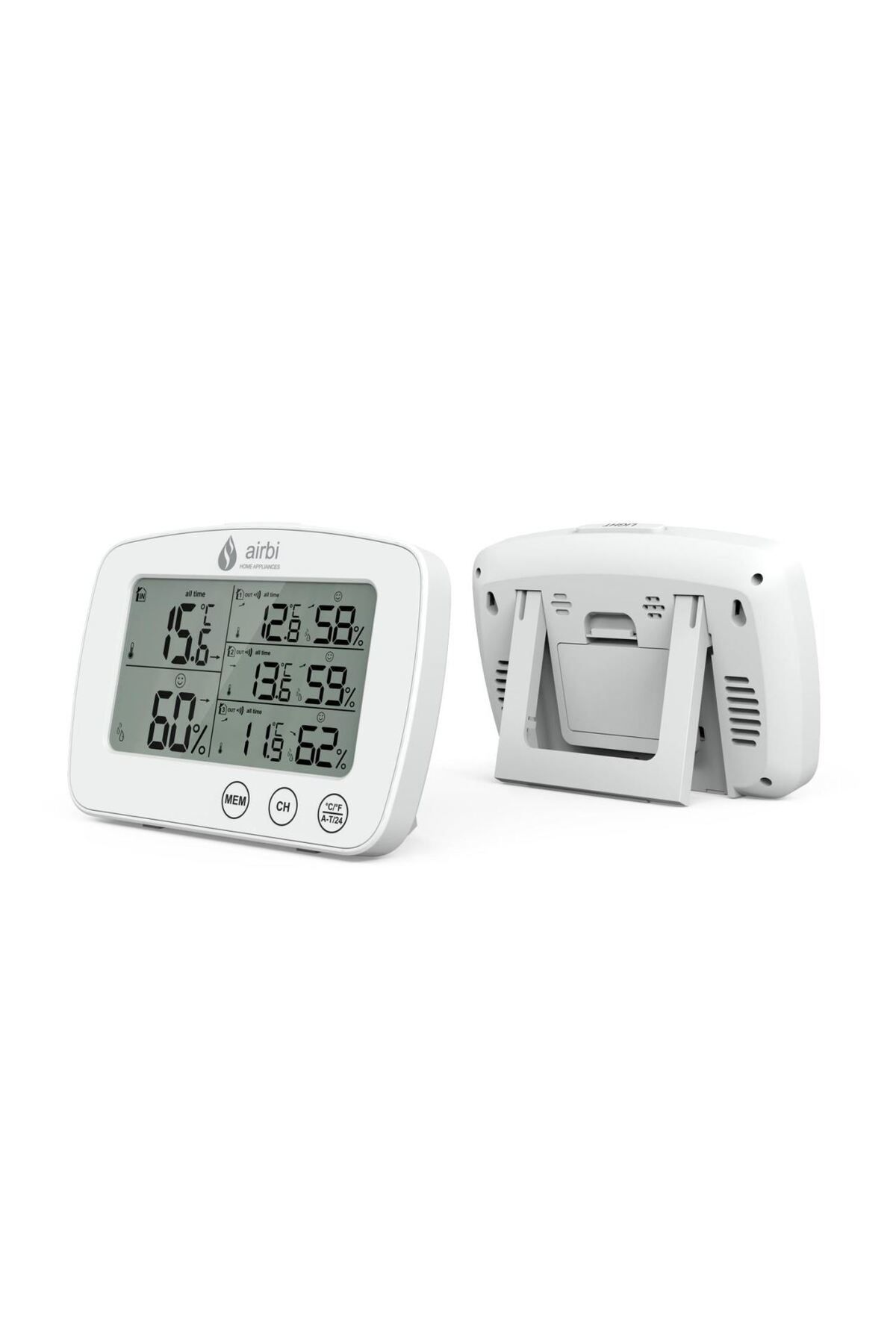 AirBi-Digital Thermometer and Hygrometer Set with 3 External Wireless Transmitters Trio Bi1030 2