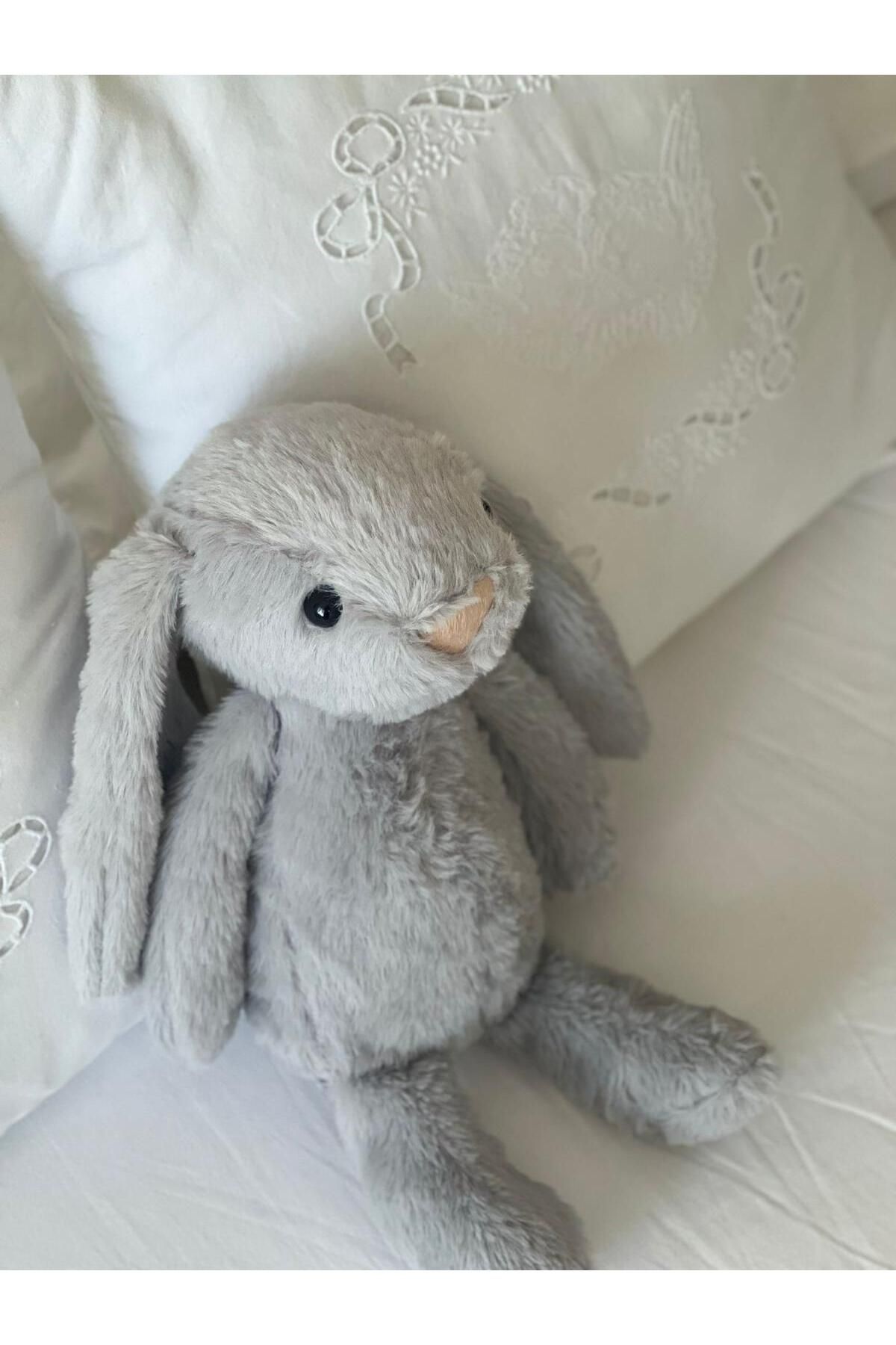 MR.Frenks Çocuk Sevimli Tavşan Oyun&Uyku Arkadaşı Peluş Yastık Gri 45 cm