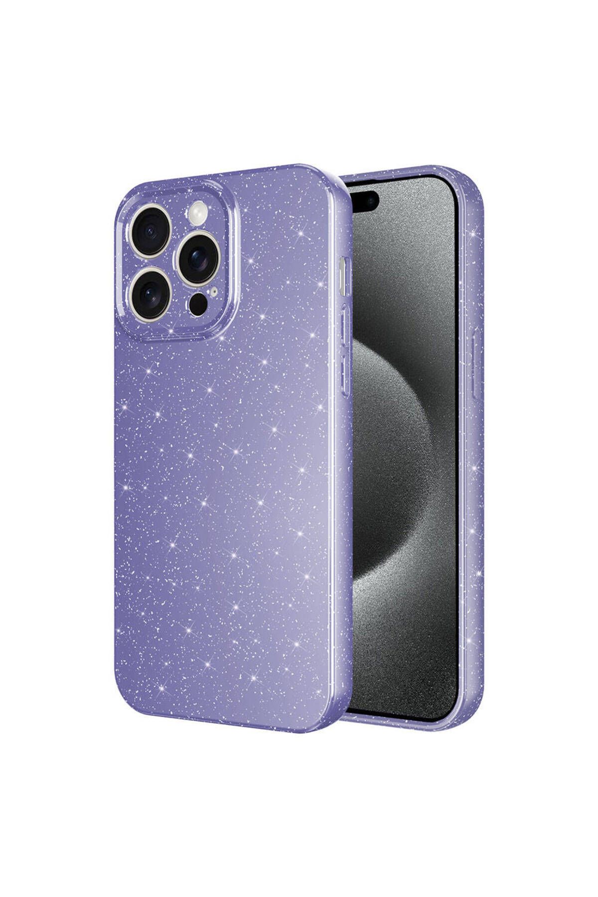 halkhouse Apple iPhone 15 Pro Max Kılıf Kamera Korumalı Simli Lüks Esnek Slikon Kotno Kapak