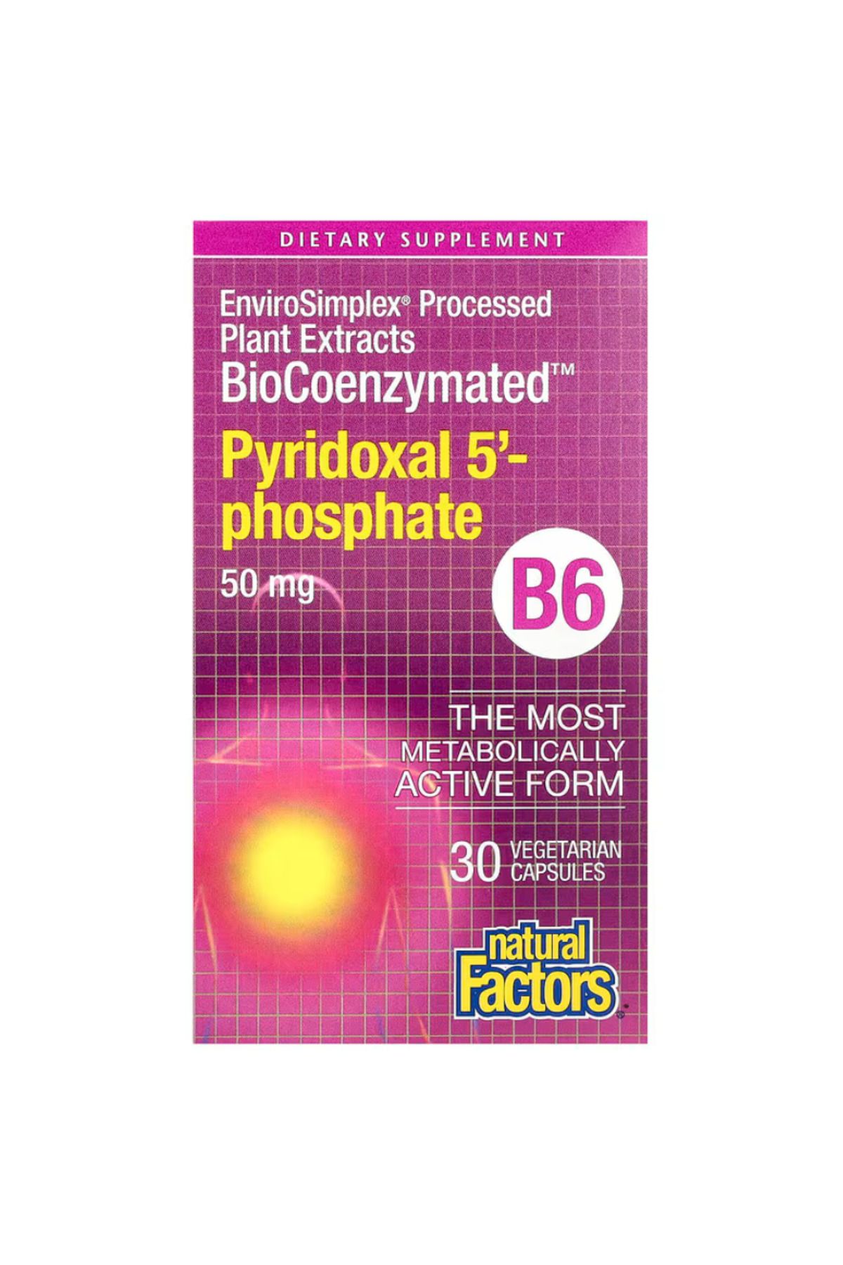 Natural Factors , BioCoenzymated, B6, Pyridoxal 5'-Phosphate, 50 mg, 30 Vegetarian Capsules