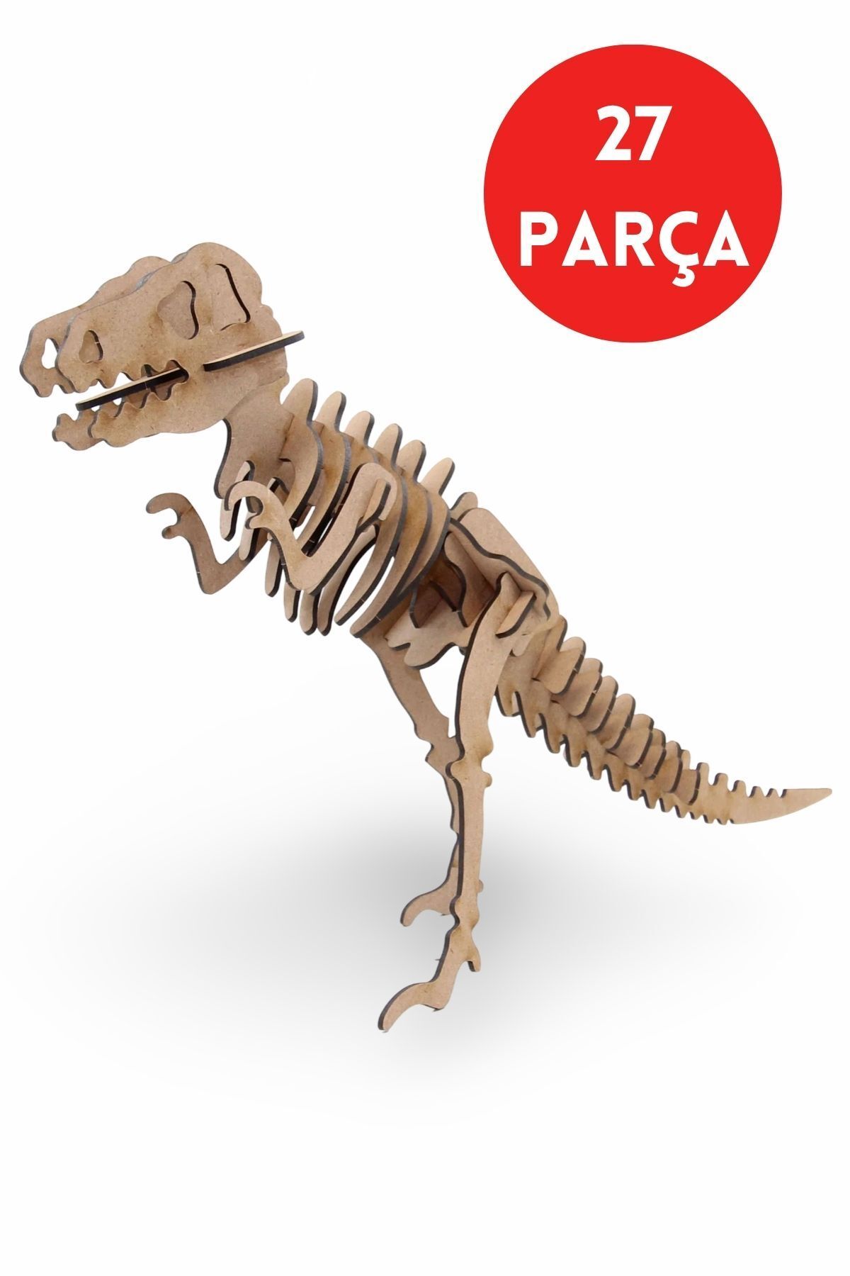 ALGWOOD 27 Parça T-Rex Ahşap Dinozor Maketi - 3D Eğitici T-Rex Ahşap Model Seti