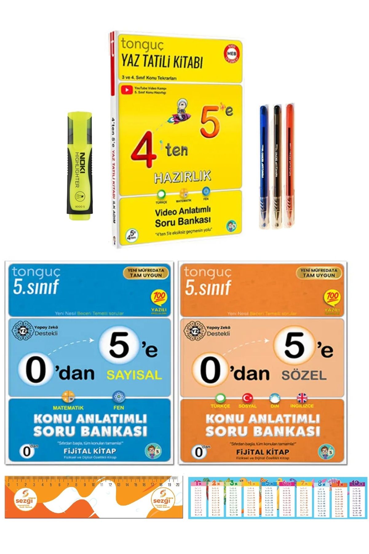 Tonguç Yayınları 4'ten 5'e Hazırlık Ilk Adım Kitabı 0 Dan 5 E Sayısal Sözel Konu Soru+Sezgistore Ayraç Cetvel+