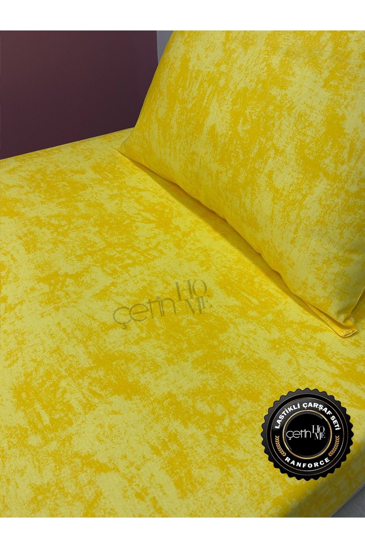 Çetinhome-Fabric Elastic Sheet Set Single Size 3 Size Shadow Yellow 6