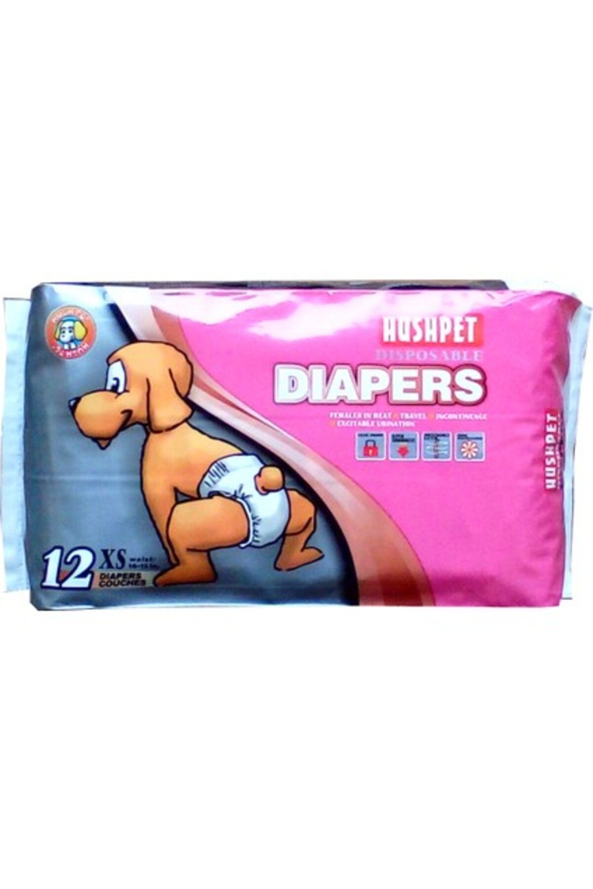 Hushpet 2-4 kg arası Köpekler İçin Bağlamalı Çiş Pedi 12'Lİ