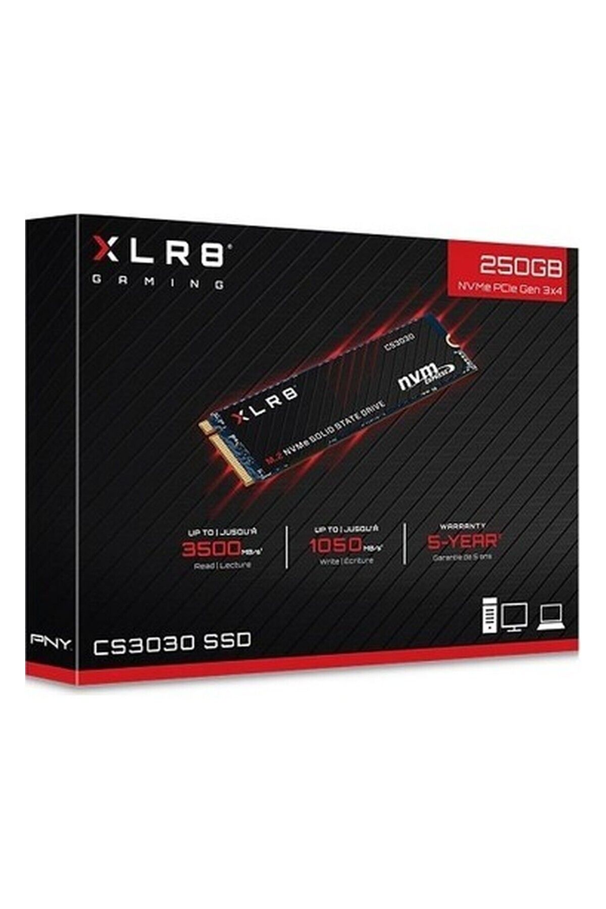 PNY Xlr8 Cs3030 250GB 3500-1050MB PCIe NVMe M.2 SSD