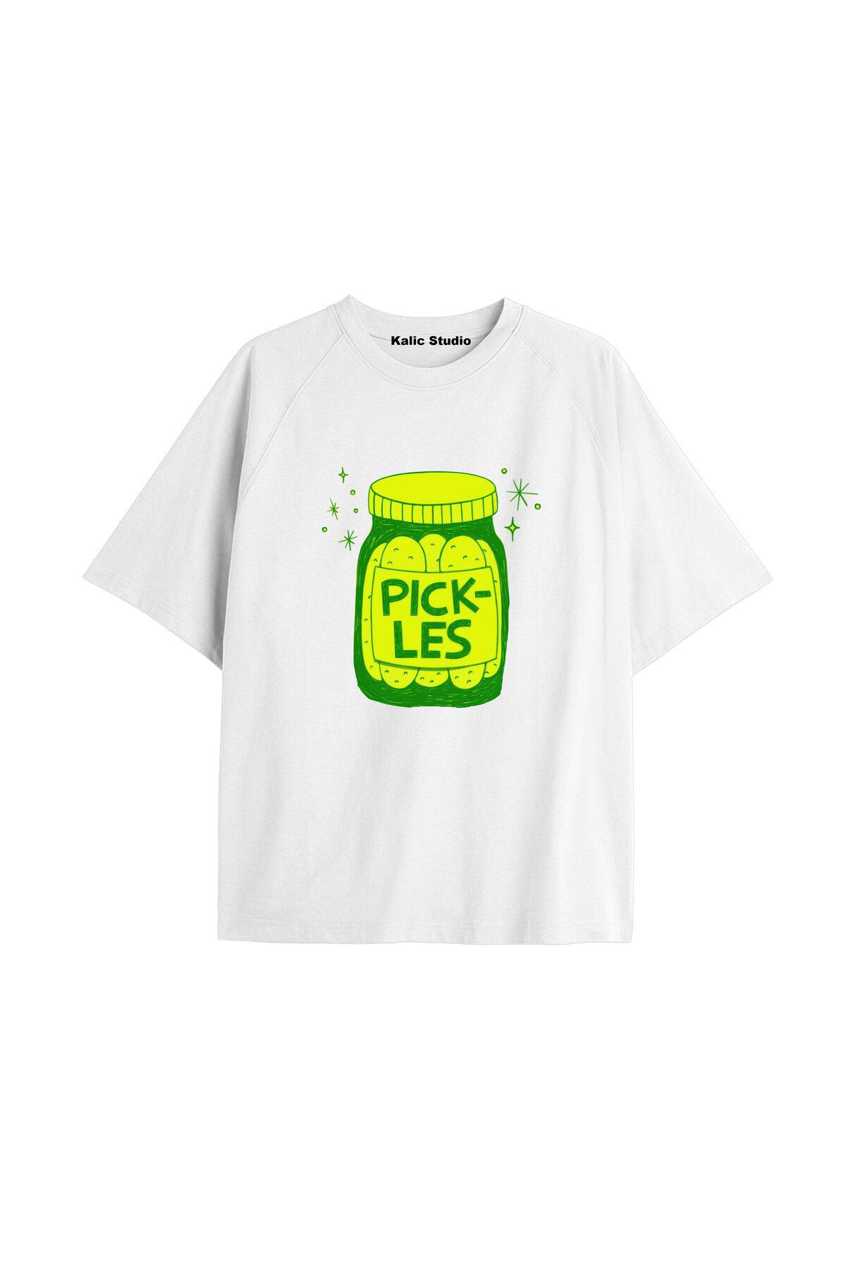 Kalic Studio Y2k vintage Pickles Baskılı Beyaz T-shirt KOD 193
