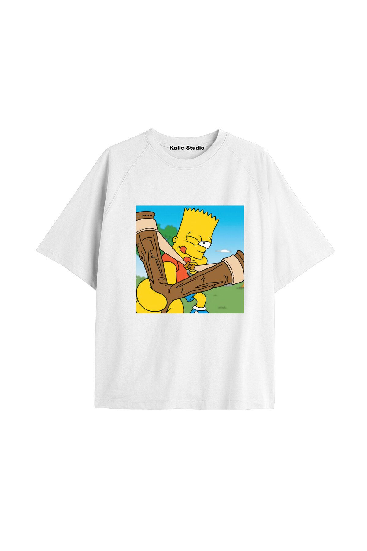 Kalic Studio Y2k vintage Simpson Baskılı Beyaz T-shirt KOD 272