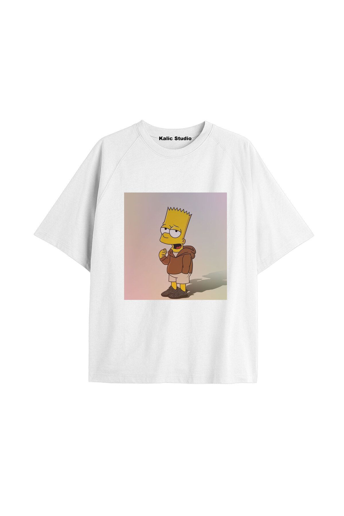 Kalic Studio Y2k vintage Simpson Baskılı Beyaz T-shirt KOD 274