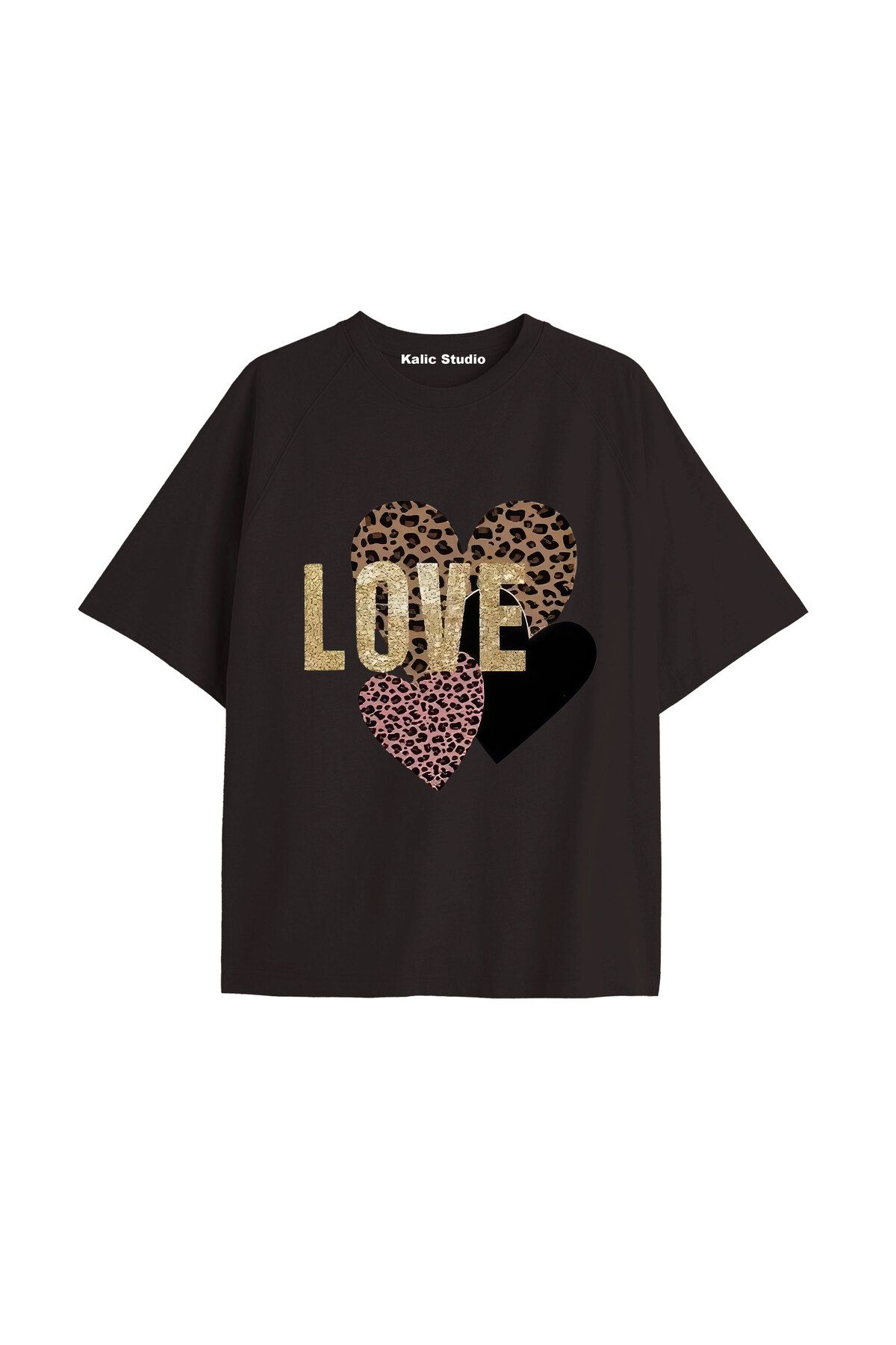 Kalic Studio Y2k vintage Leopar Baskılı Sİyah T-shirt KOD 173