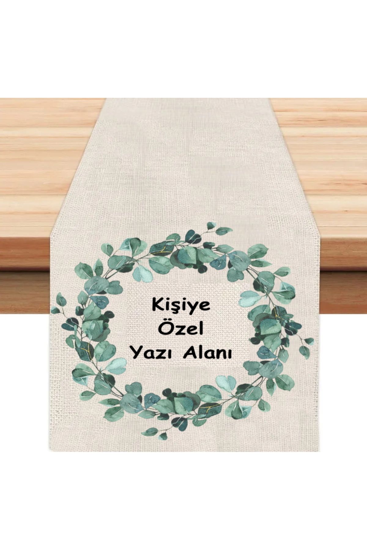 Hediye Molası Kişiye Özel Çelenkli Yazılı Mesajlı Runner, Runer, Masa Örtüsü, Sofranıza Zarafet Katın Runner,