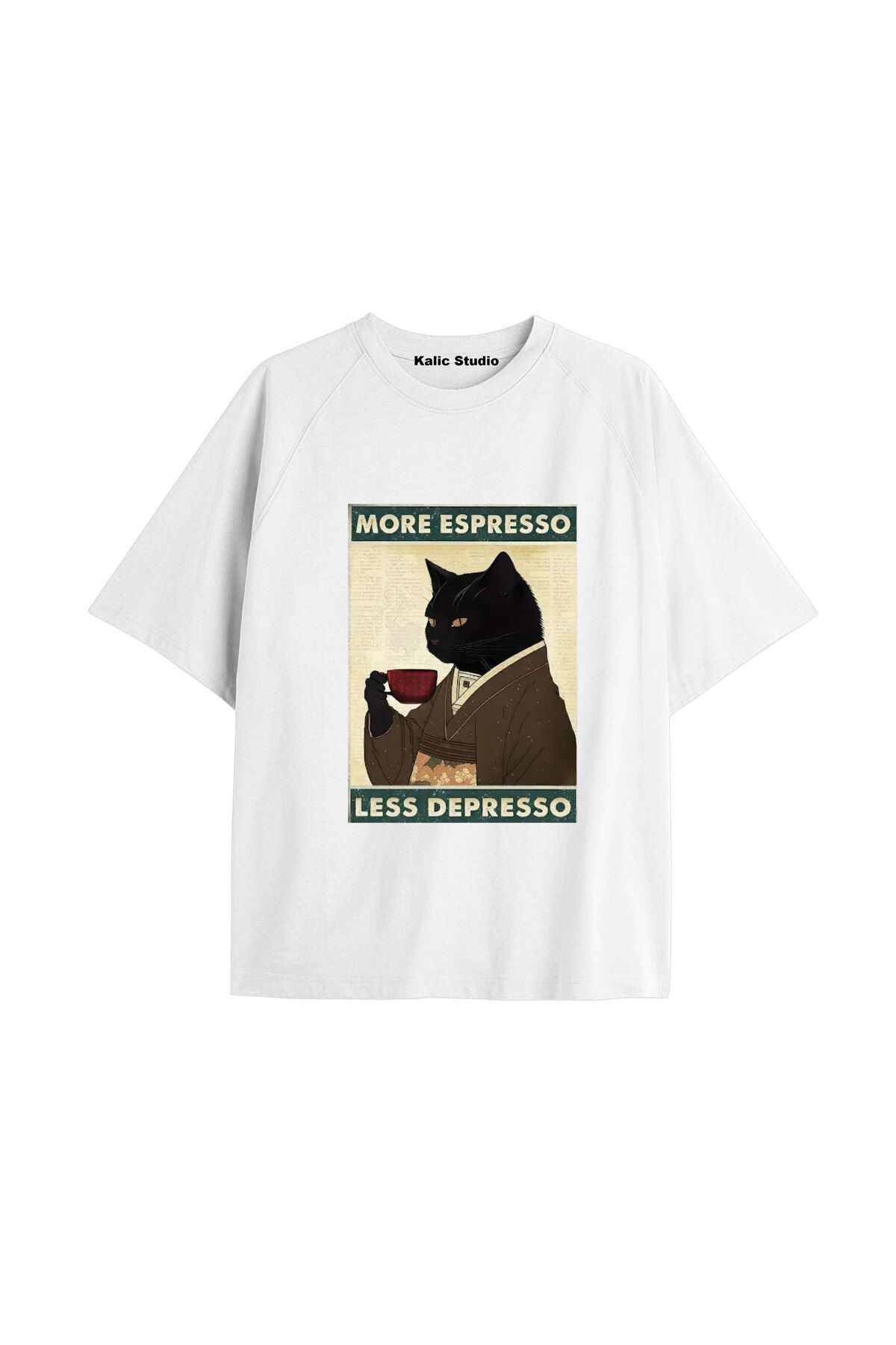 Kalic Studio Y2k vintage Cats Baskılı Beyaz T-shirt KOD 1