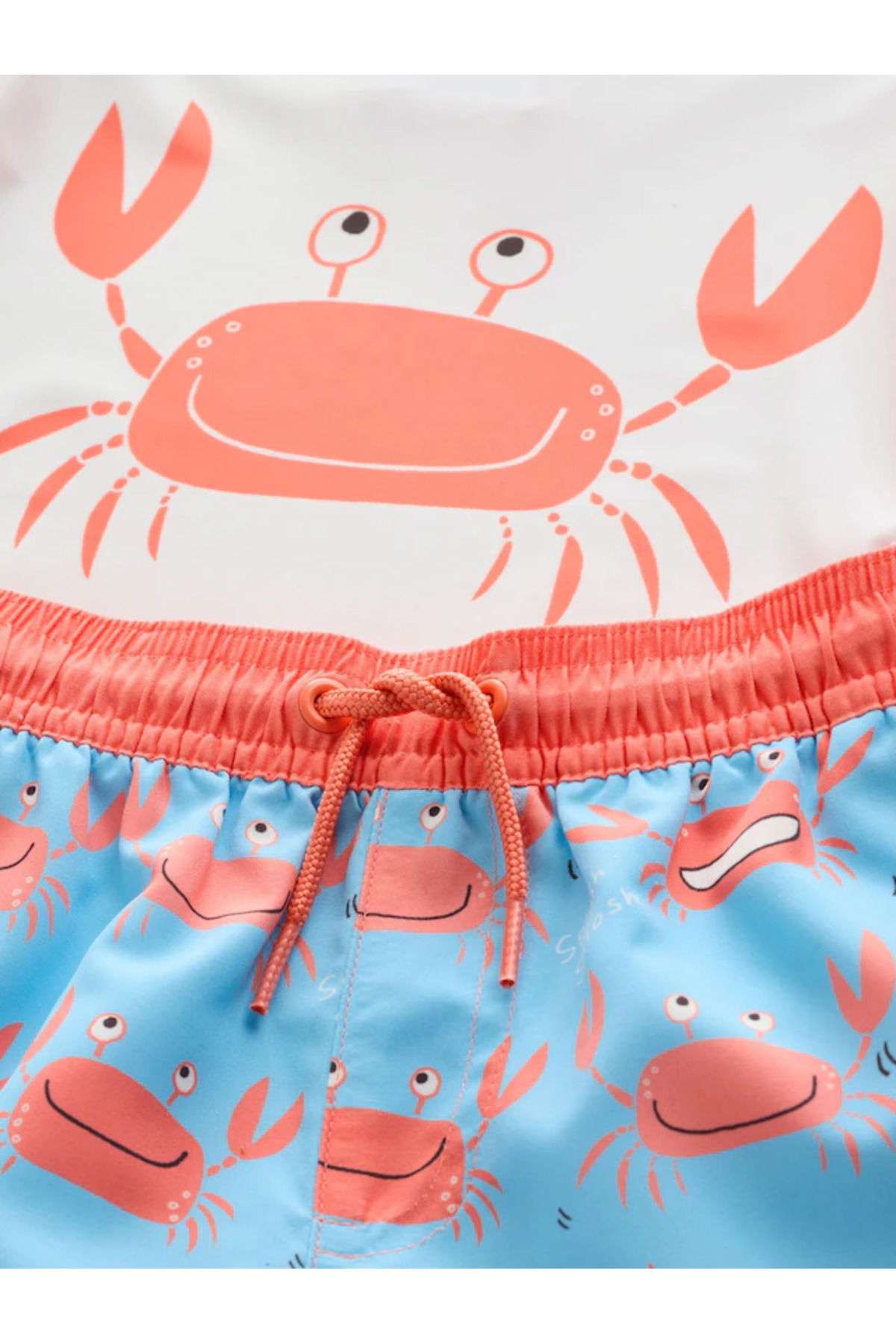 Next Baby Güneş Geçirmez UPF50 İki Parça Mavi Beyaz Renkli Yengeç Temalı Erkek Çocuk Mayo/Şort Seti ALYE22306 fotoğrafı 7 (önizleme)