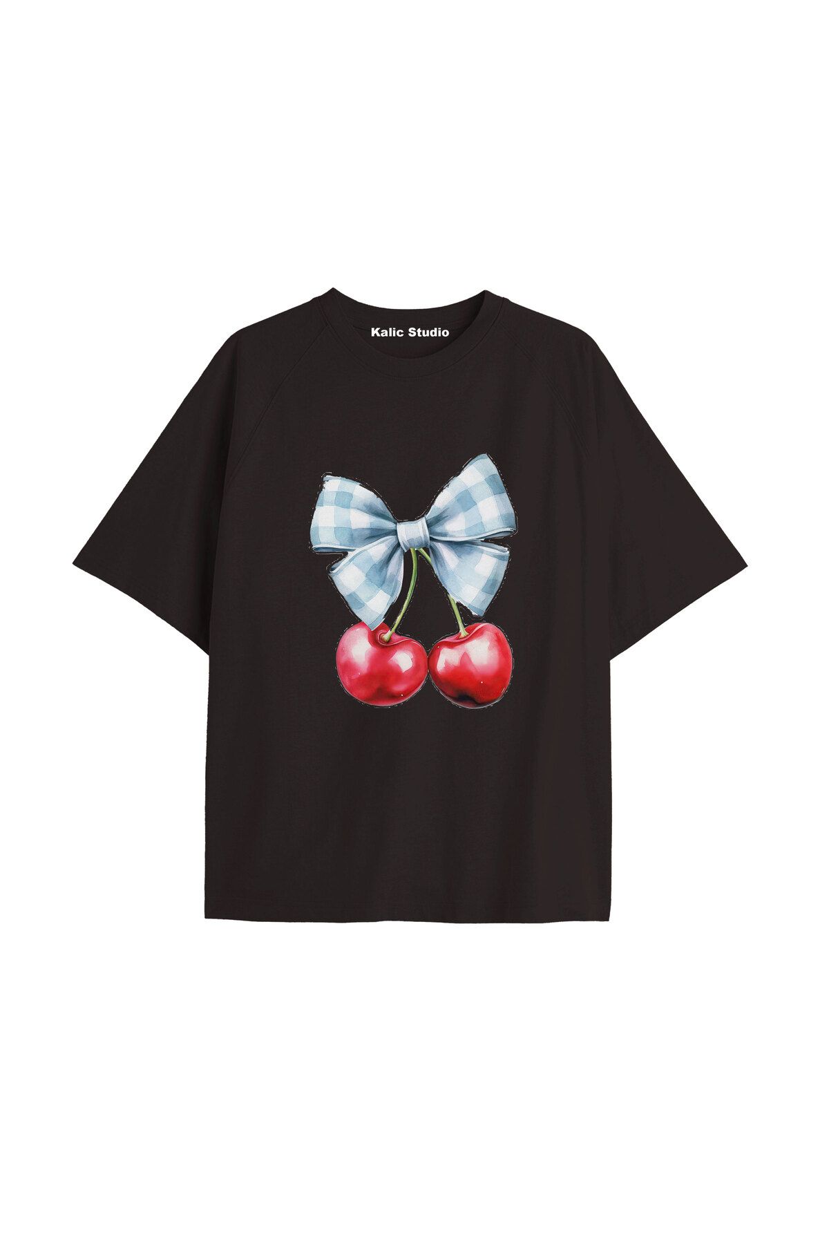 Kalic Studio Y2k vintage Cherry Baskılı Sİyah T-shirt KOD 102