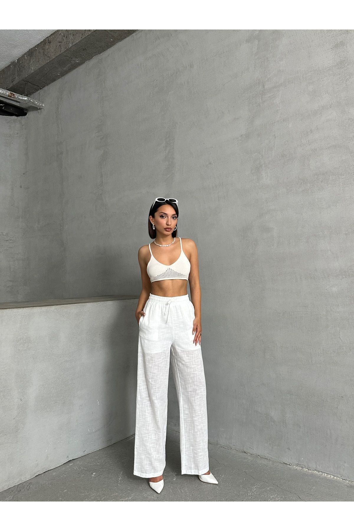 Miss Prova Bel Bağlama Detaylı Keten Pantolon MISSPNT2669