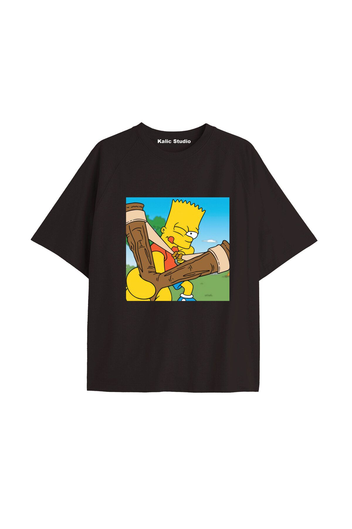 Kalic Studio Y2k vintage Simpson Baskılı Sİyah T-shirt KOD 295