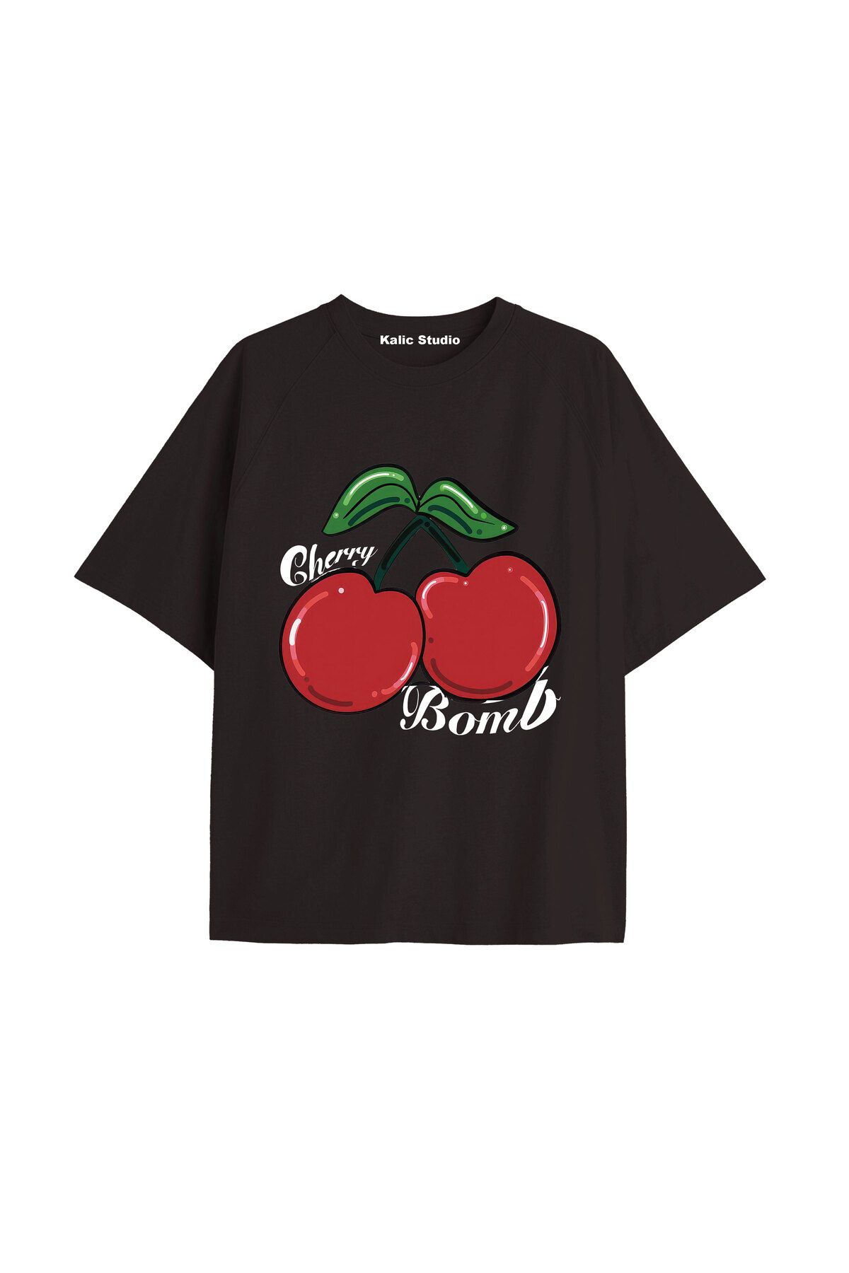 Kalic Studio Y2k vintage Cherry Baskılı Sİyah T-shirt KOD 75