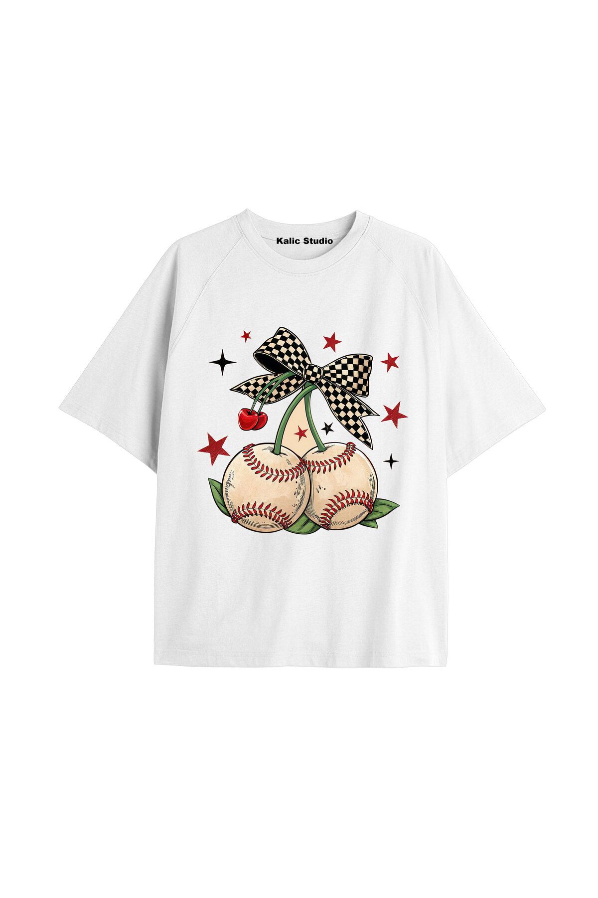 Kalic Studio Y2k vintage Cherry Baskılı Sİyah T-shirt KOD 59