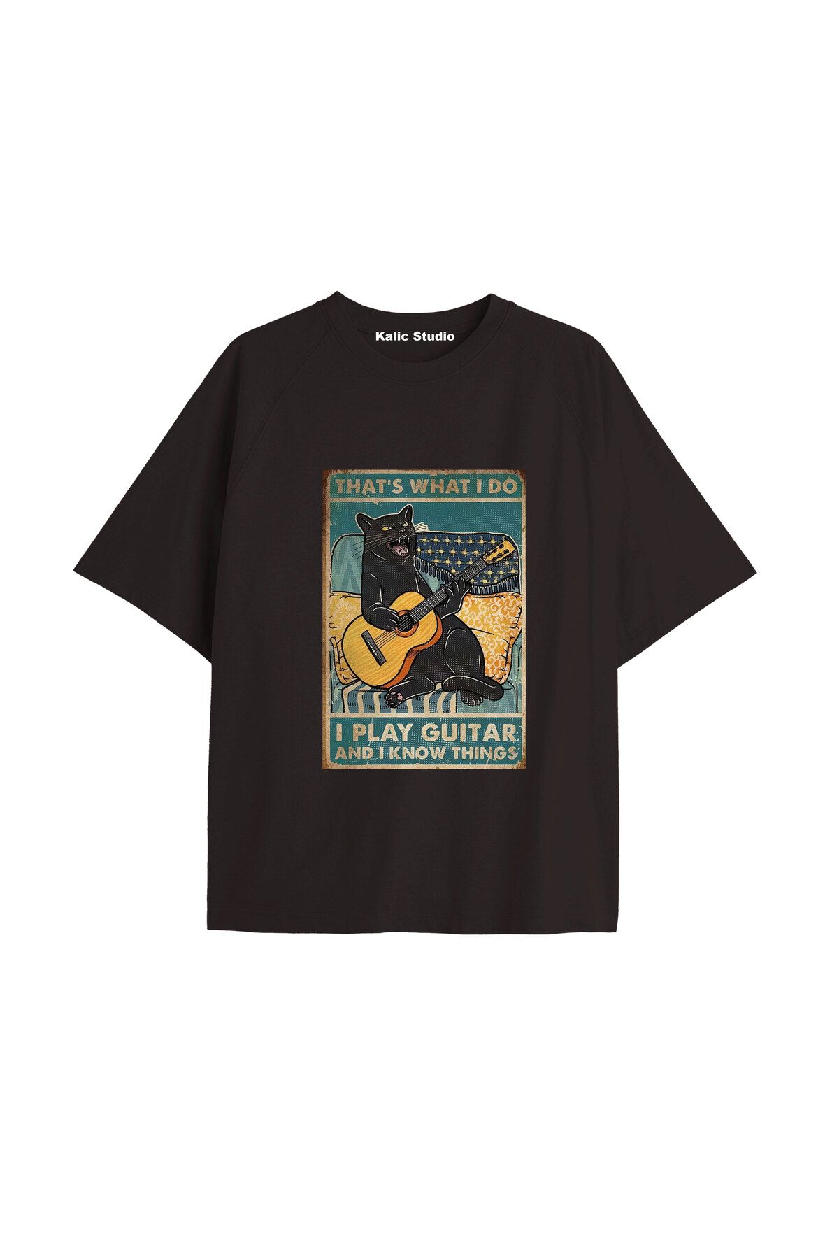 Kalic Studio Y2k vintage Cats Baskılı Sİyah T-shirt KOD 24