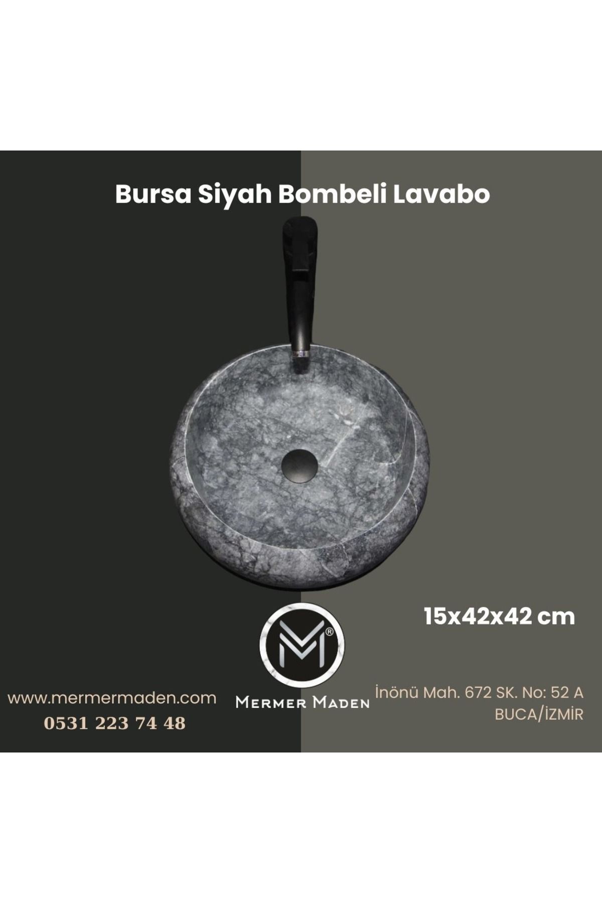 entrend11 Bursa Siyah Bombeli Lavabo