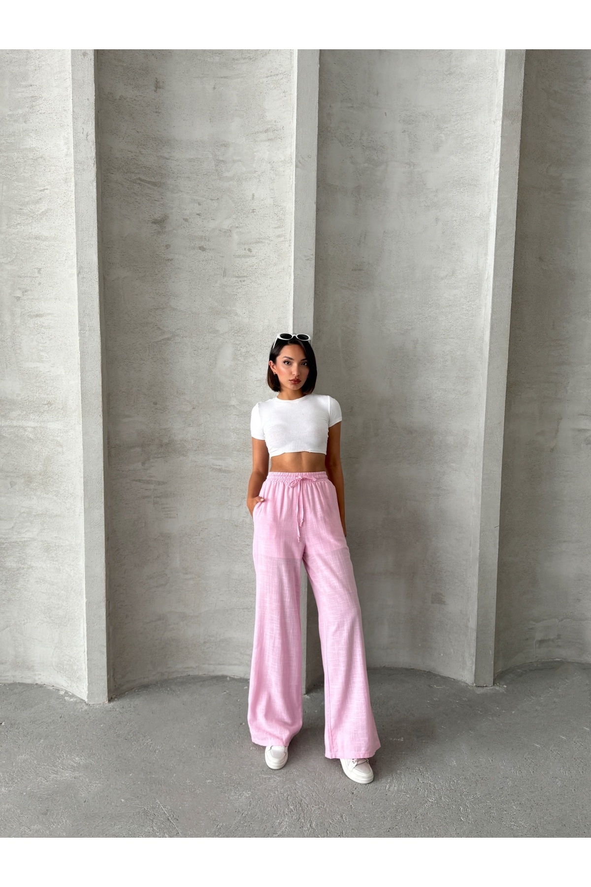 Miss Prova  Bel Bağlama Detaylı Keten Pantolon MISSPNT2669 - Görsel 3