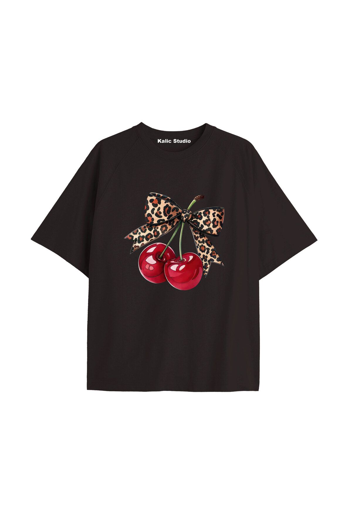 Kalic Studio Y2k vintage Cherry Baskılı Sİyah T-shirt KOD 76