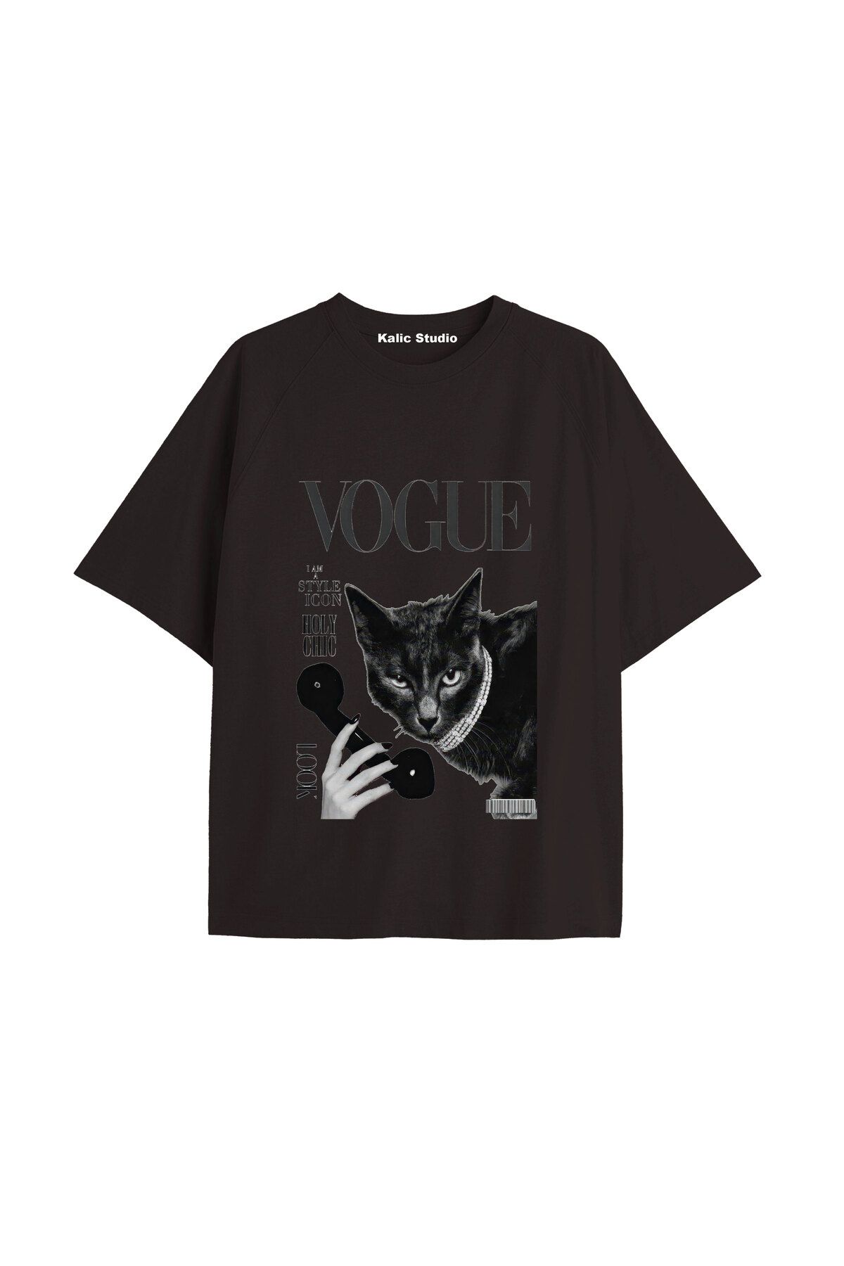 Kalic Studio Y2k vintage Cats Baskılı Sİyah T-shirt KOD 35